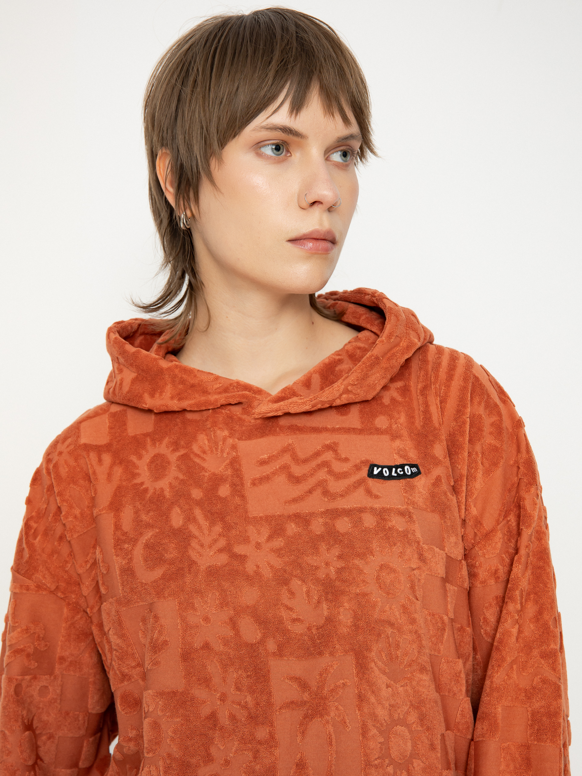 Суитшърт с качулка Volcom Sunny Wild Terry Cloth HD Wmn (rosewood)