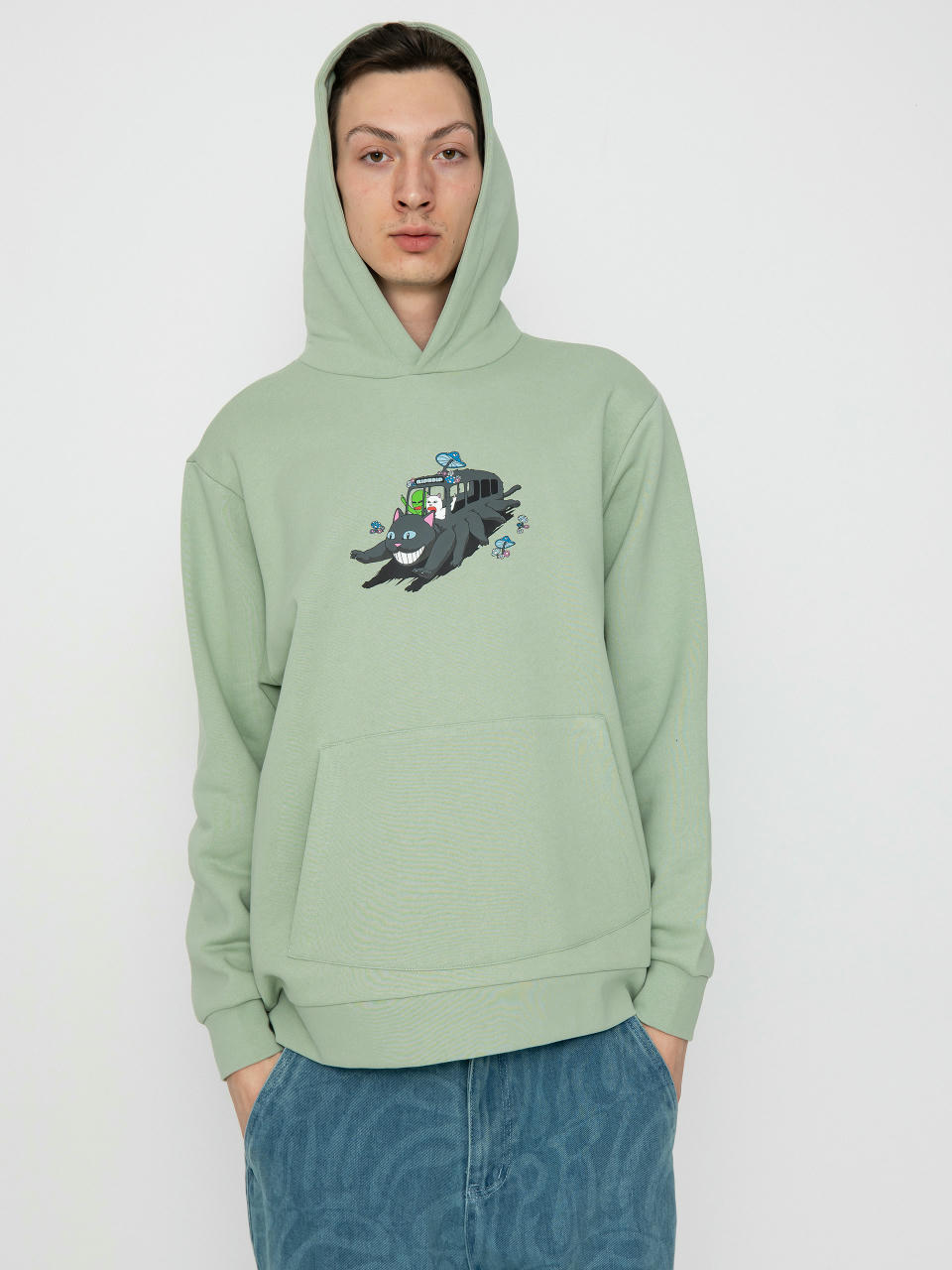 Суитшърт с качулка RipNDip Adventure Bus HD (sage)