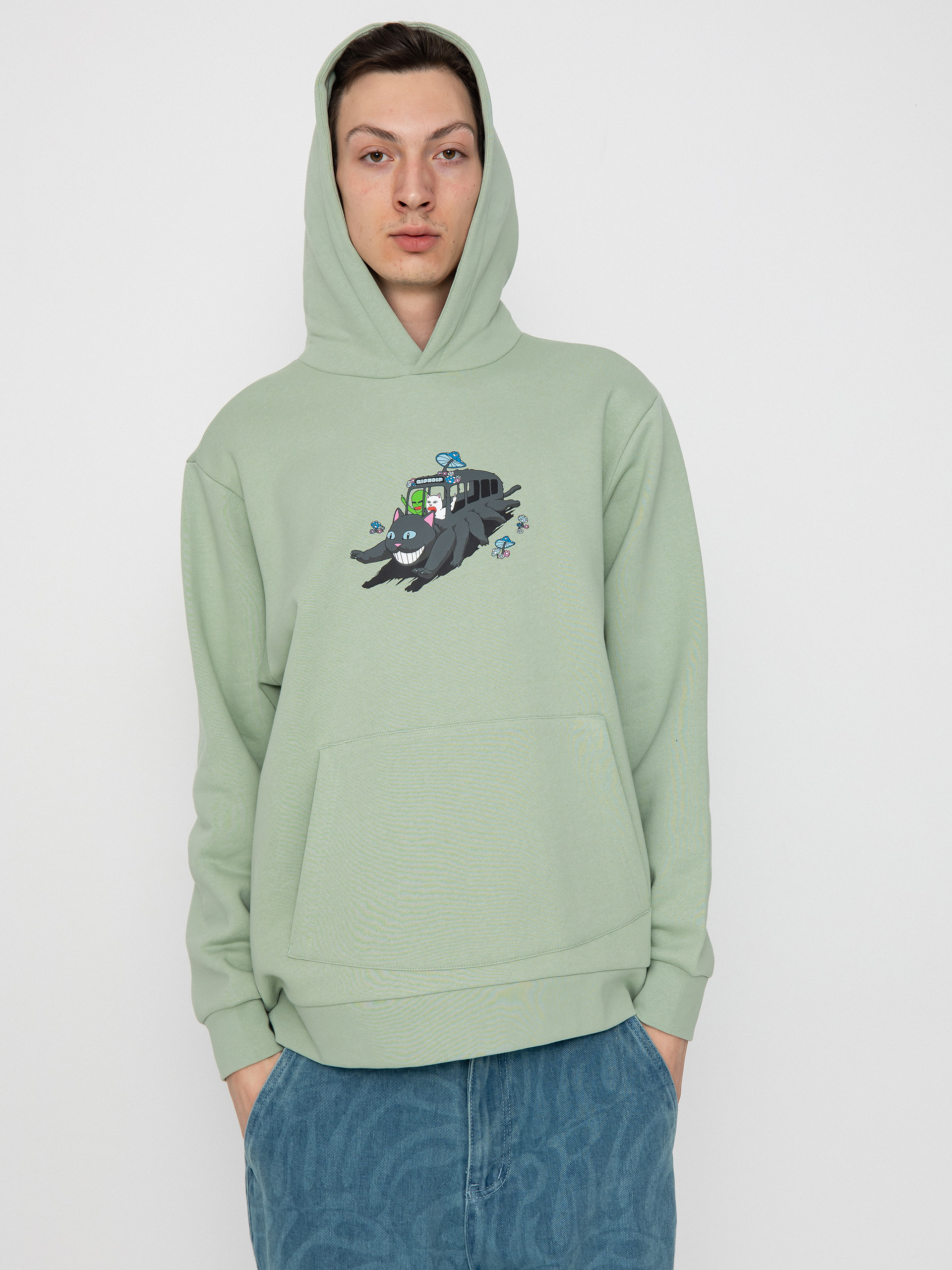 Суитшърт с качулка RipNDip Adventure Bus HD (sage)