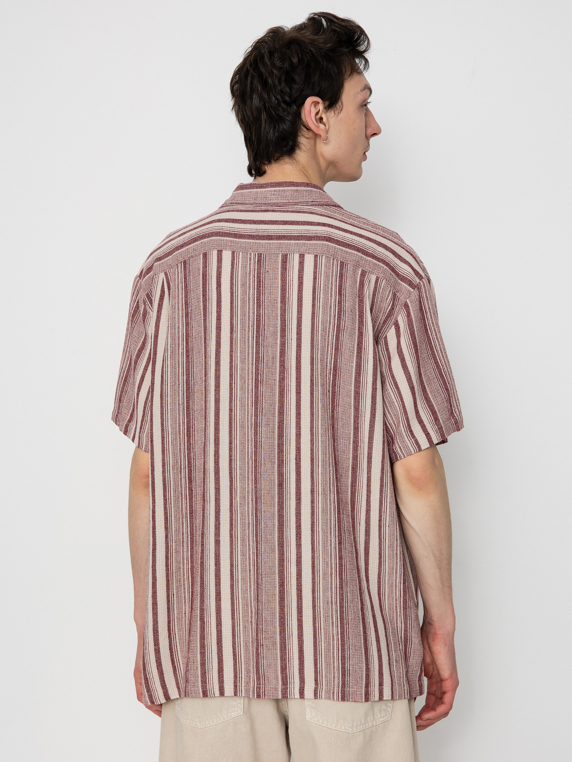 Риза Brixton Bunker Seersucker (cranberry juice/off white)