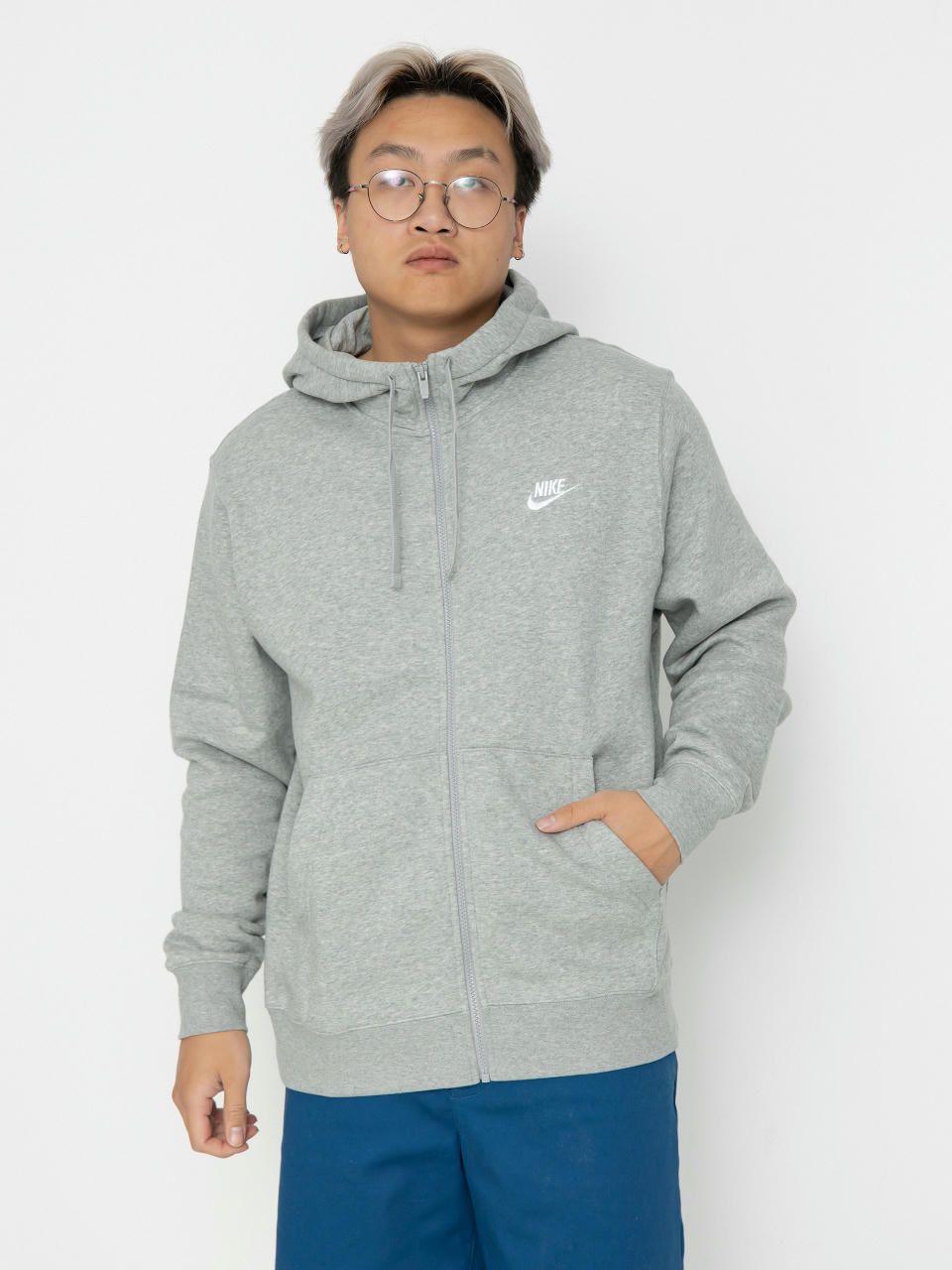 Суитшърт с качулка Nike SB Sportswear Club ZHD (dk grey heather/matte silver/white)