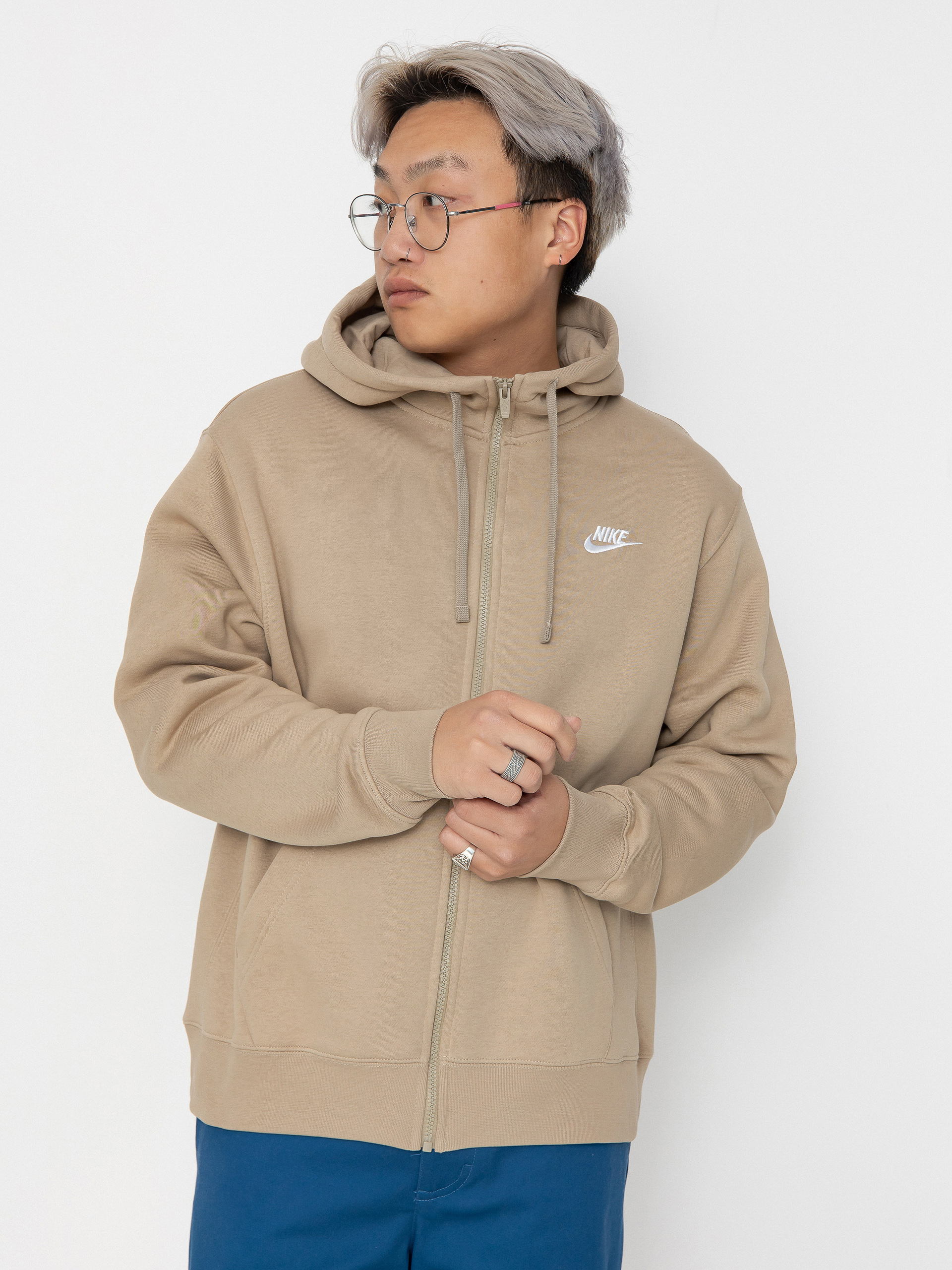 Суитшърт с качулка Nike SB Sportswear Club ZHD (khaki/khaki/white)