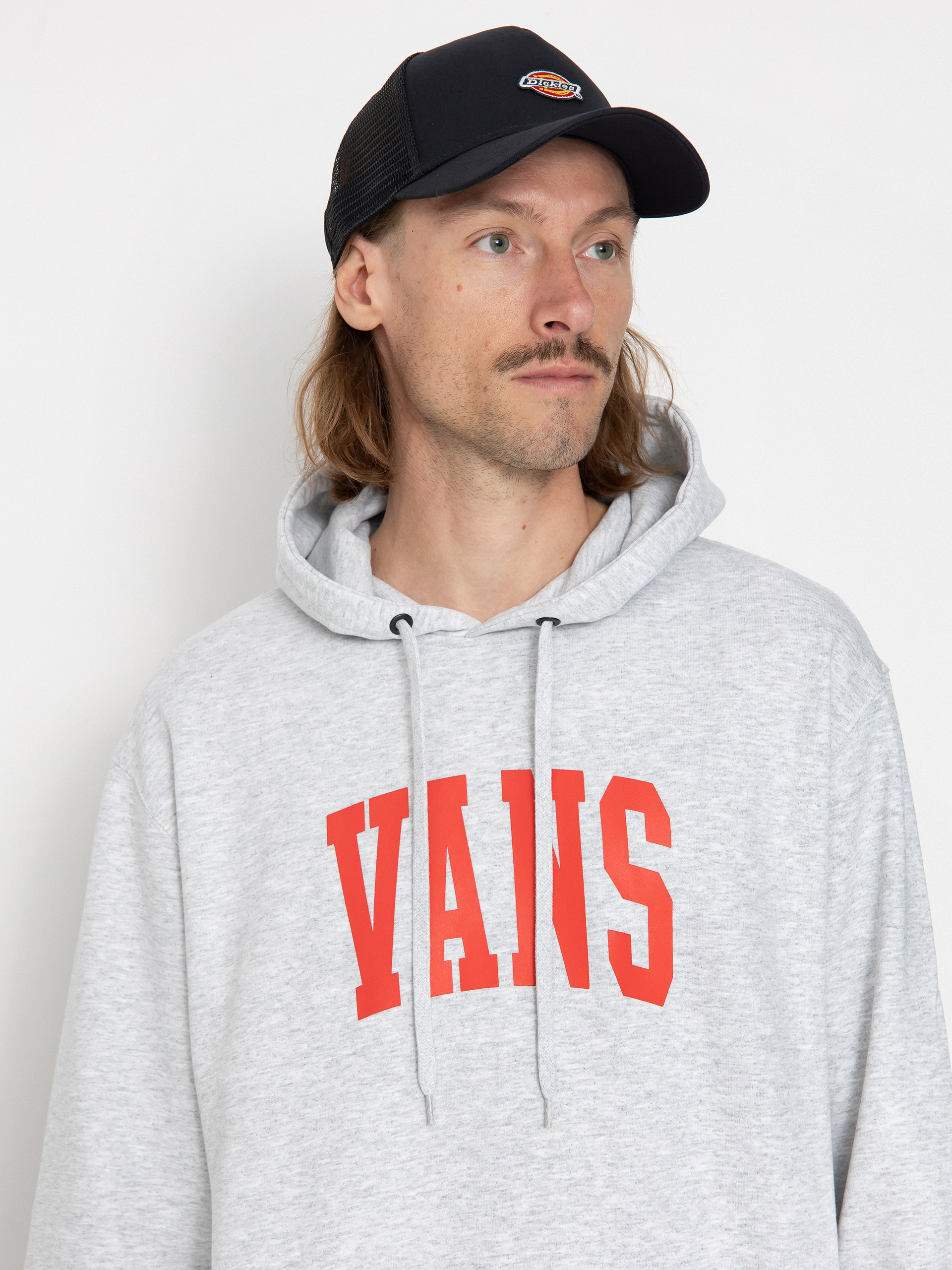Суитшърт с качулка Vans Arched HD (light grey heather)