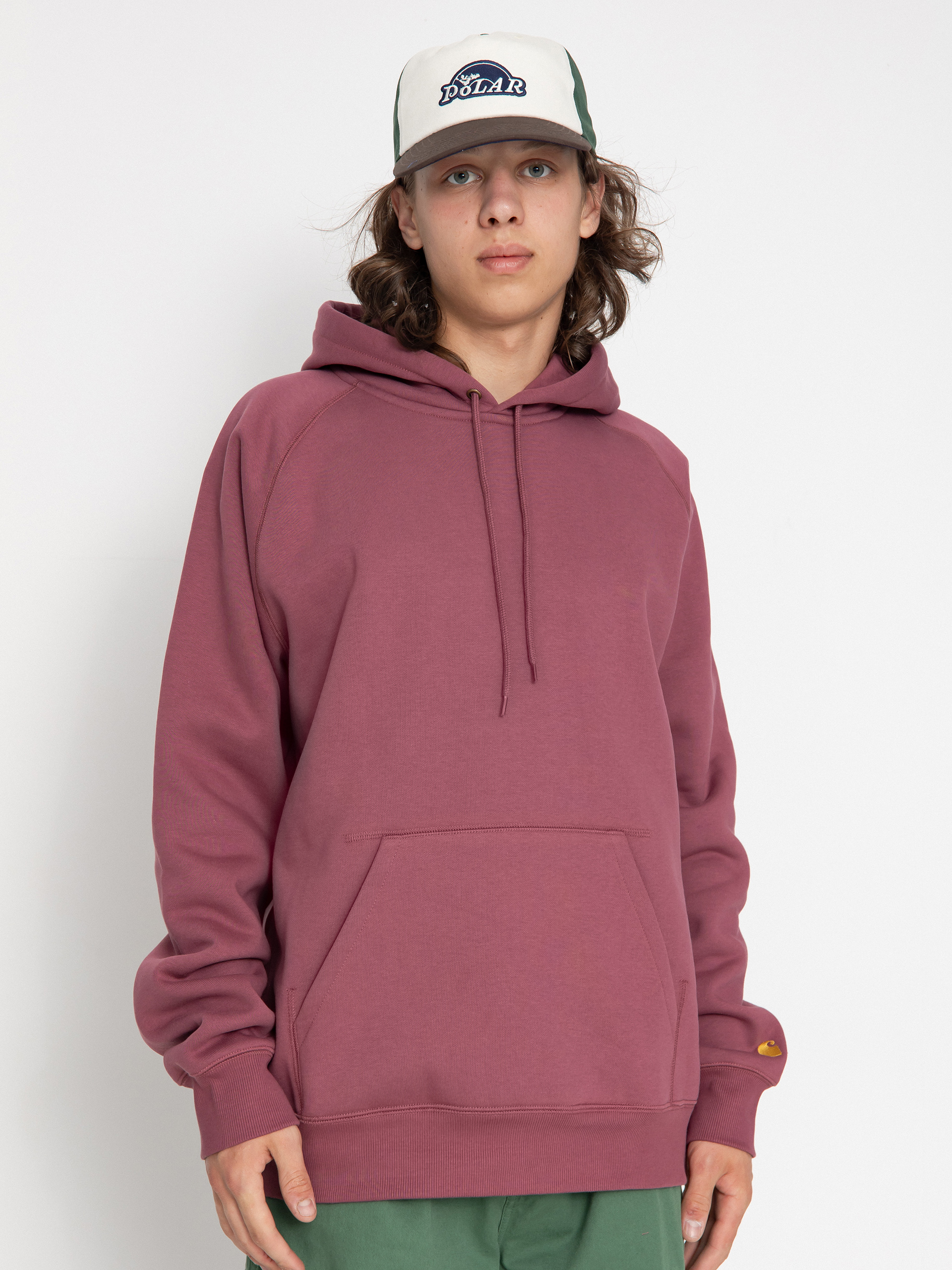 Суитшърт с качулка Carhartt WIP Chase HD (dusty fuchsia/gold)