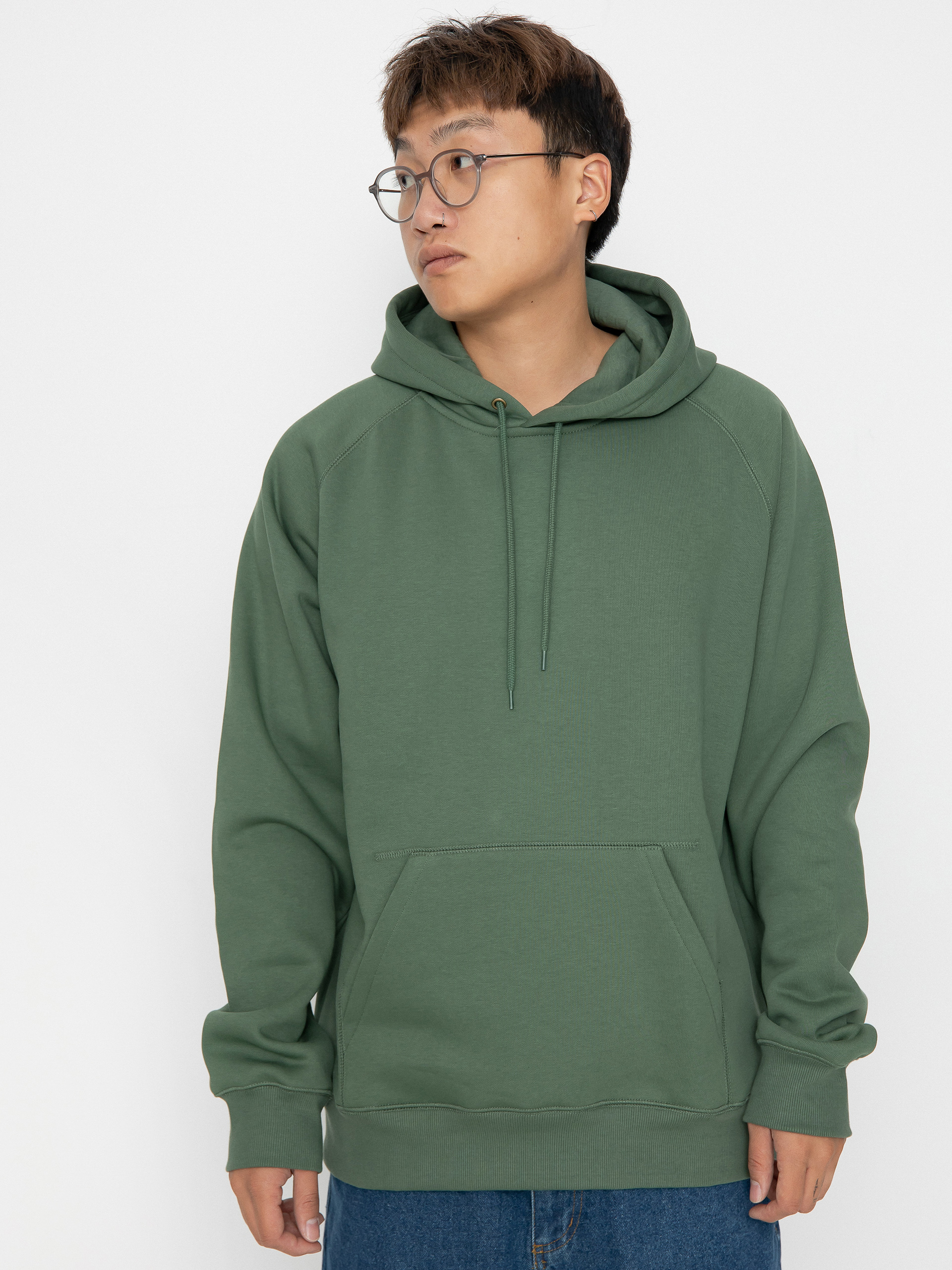 Суитшърт с качулка Carhartt WIP Chase HD (duck green/gold)