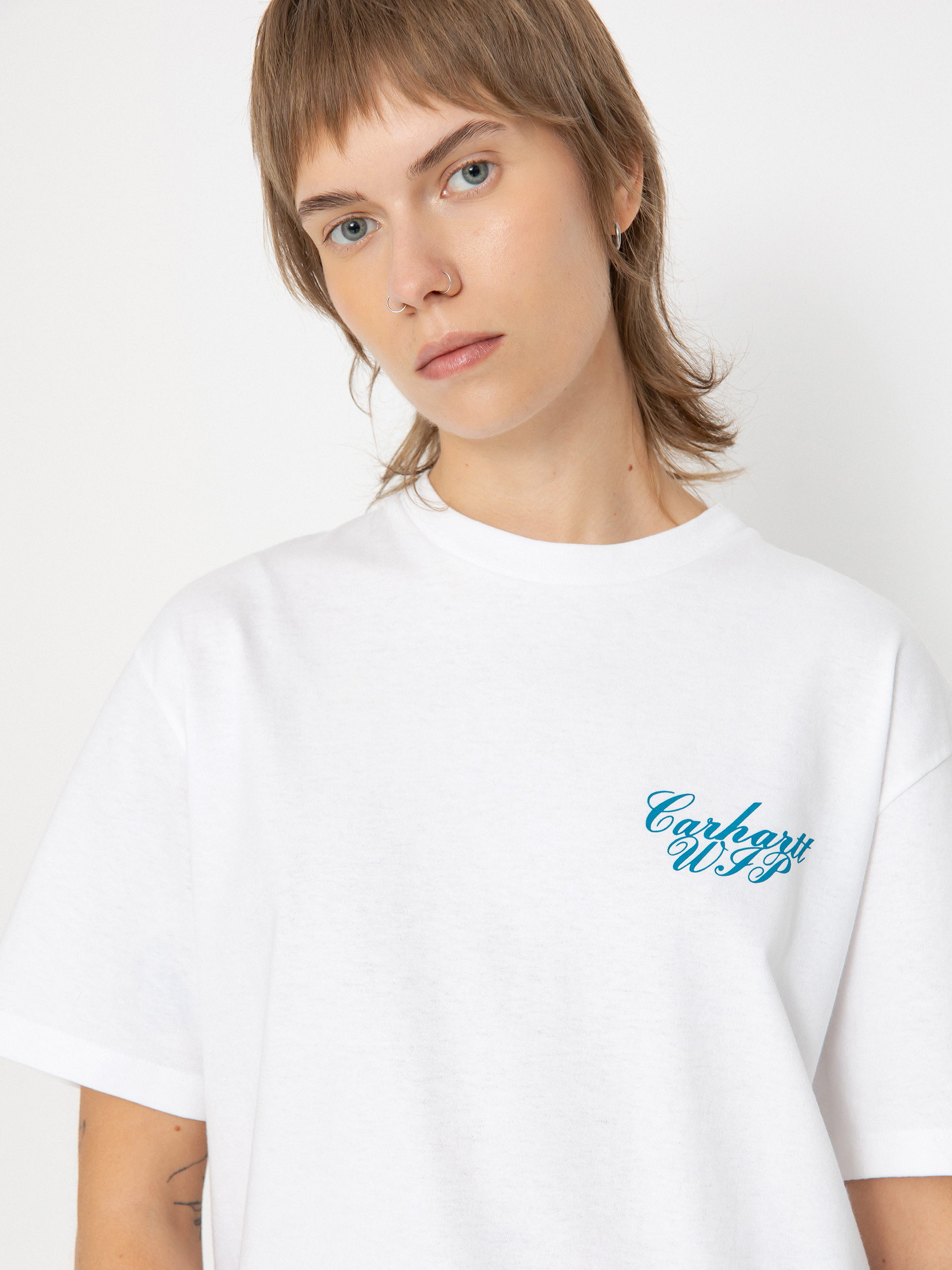 Тениска Carhartt WIP Exchange Wmn (white/blue)