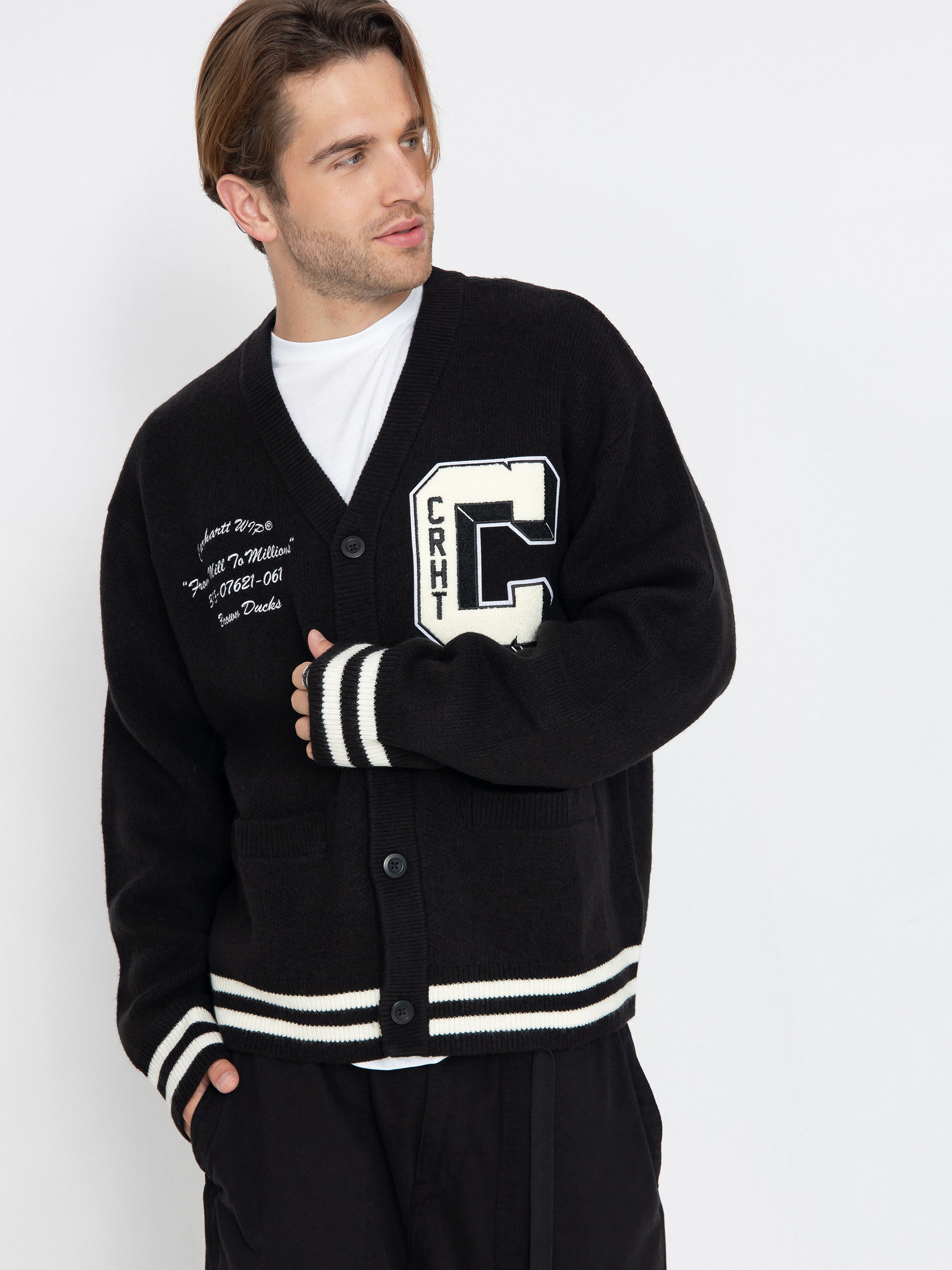 Пуловер Carhartt WIP Brown Ducks Cardigan (black/wax)