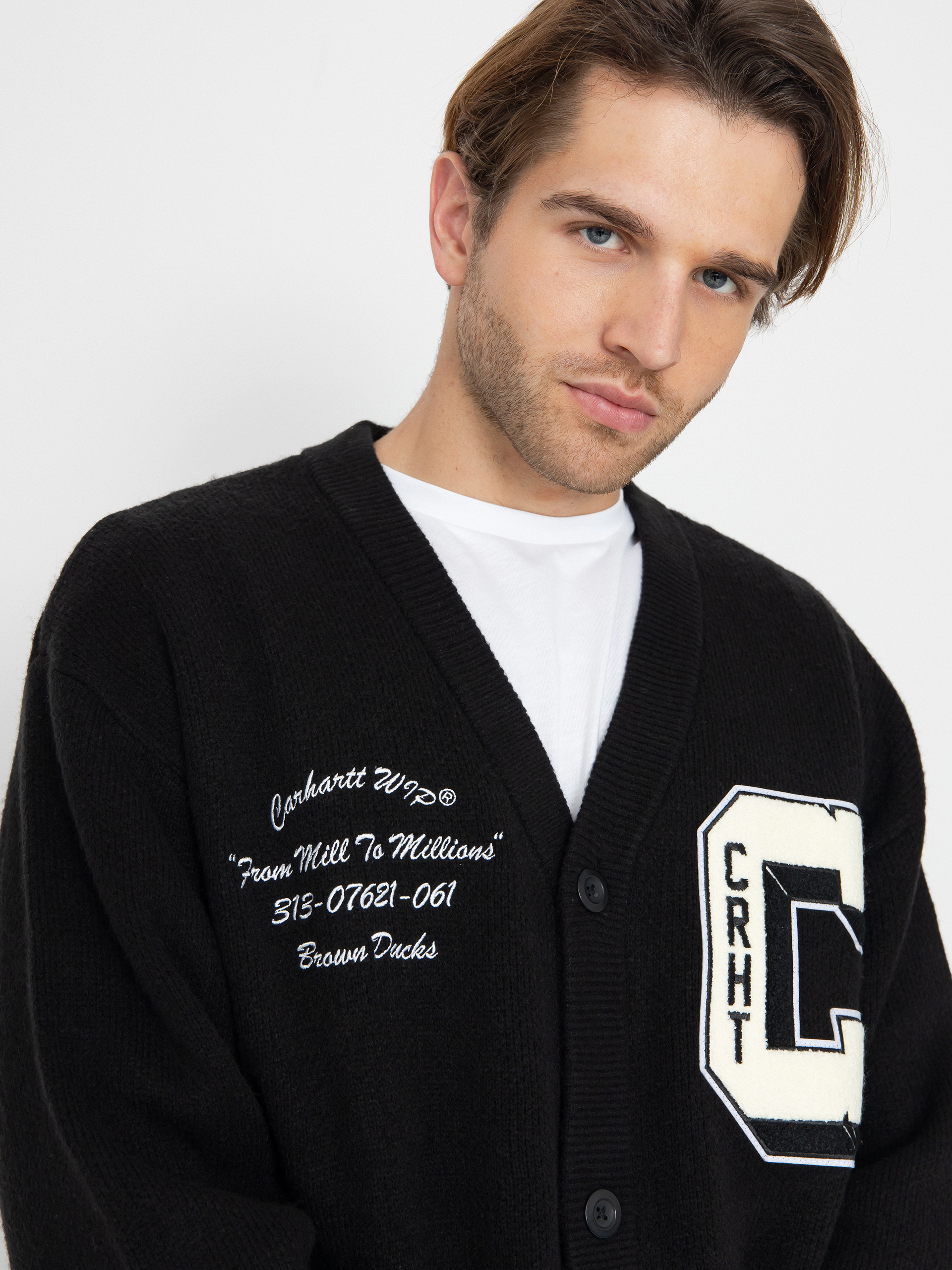 Пуловер Carhartt WIP Brown Ducks Cardigan (black/wax)