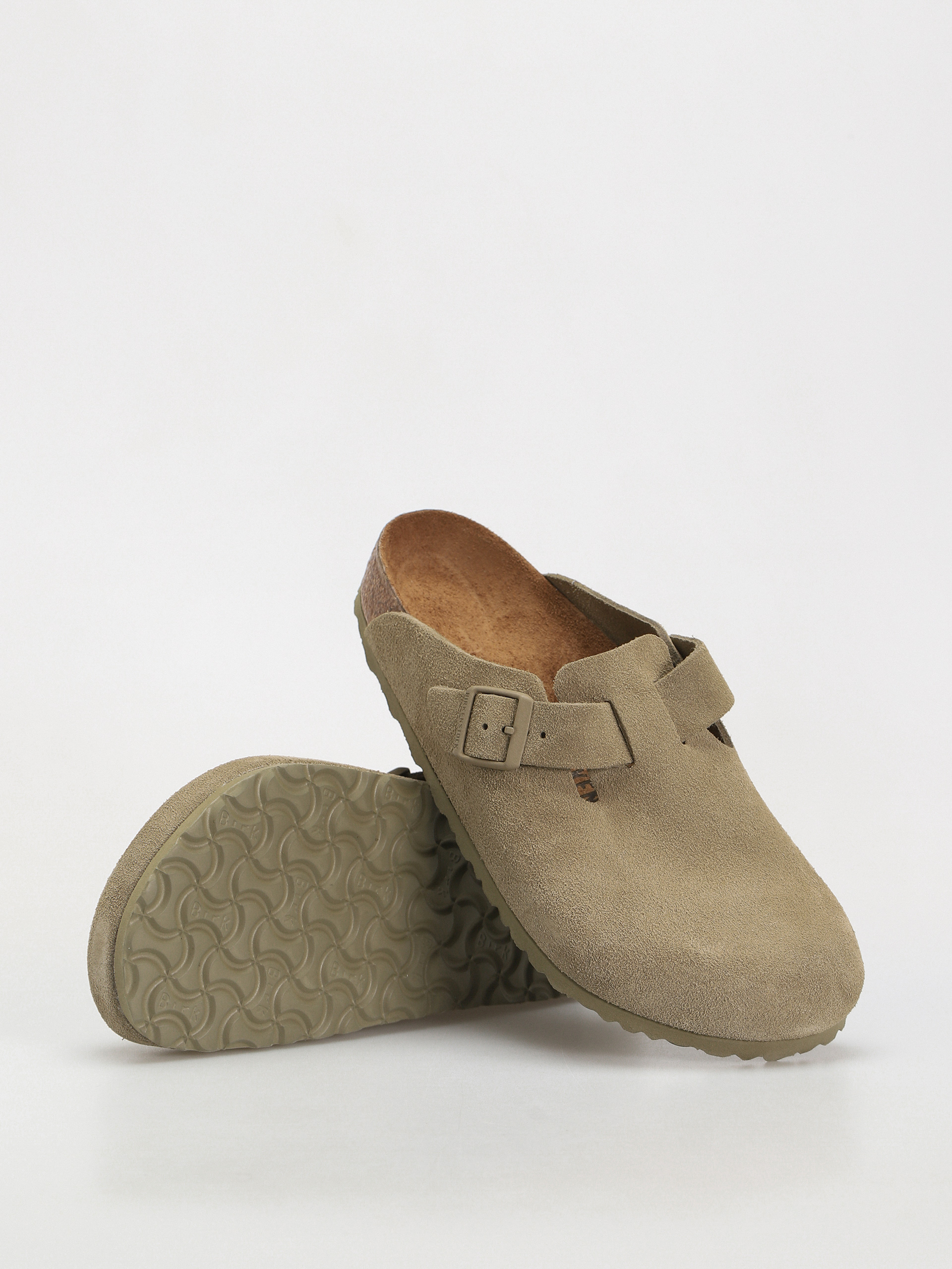 Чехли Birkenstock Boston Suede Leather Regular (faded khaki)