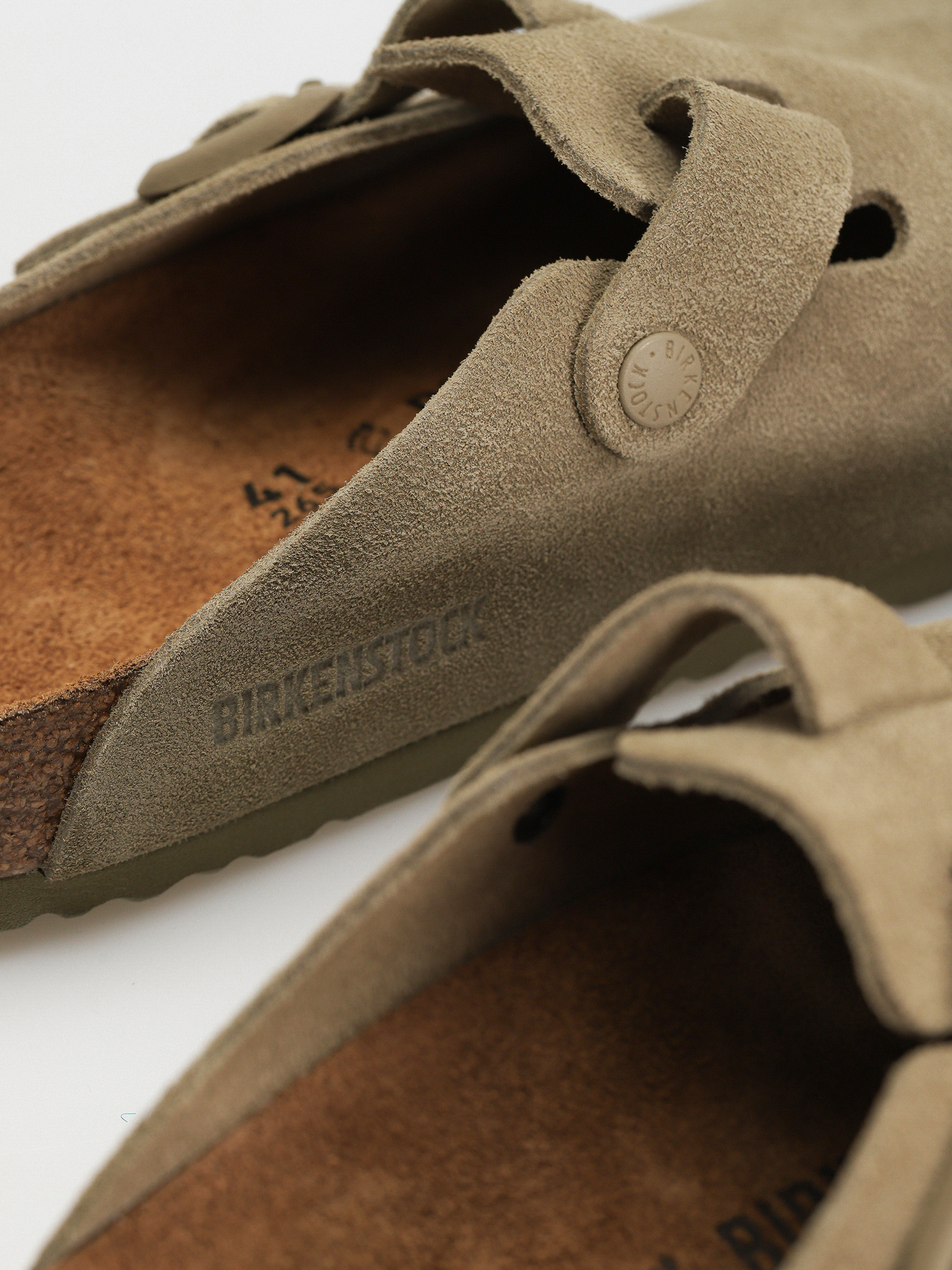 Чехли Birkenstock Boston Suede Leather Regular (faded khaki)