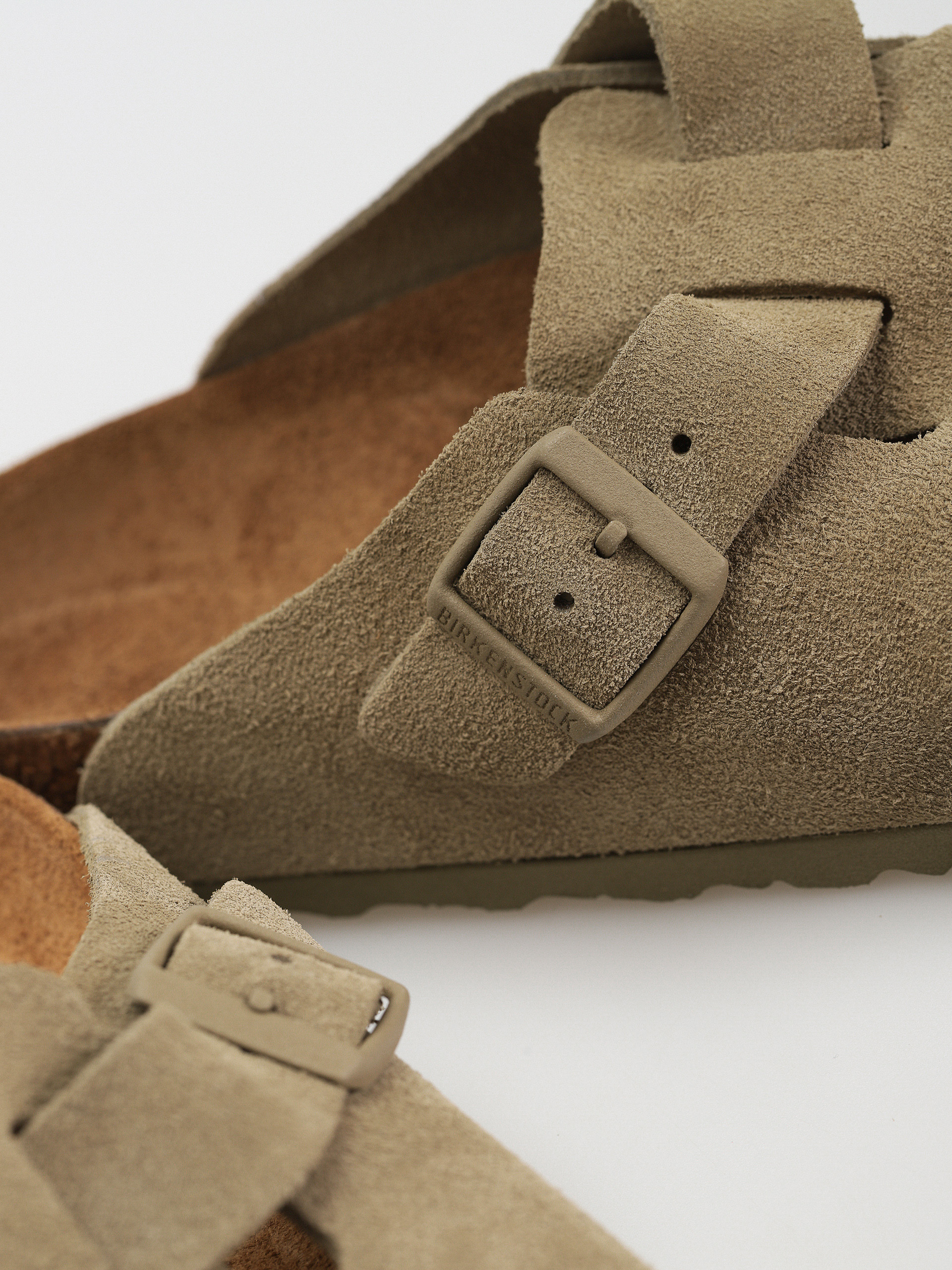 Чехли Birkenstock Boston Suede Leather Regular (faded khaki)