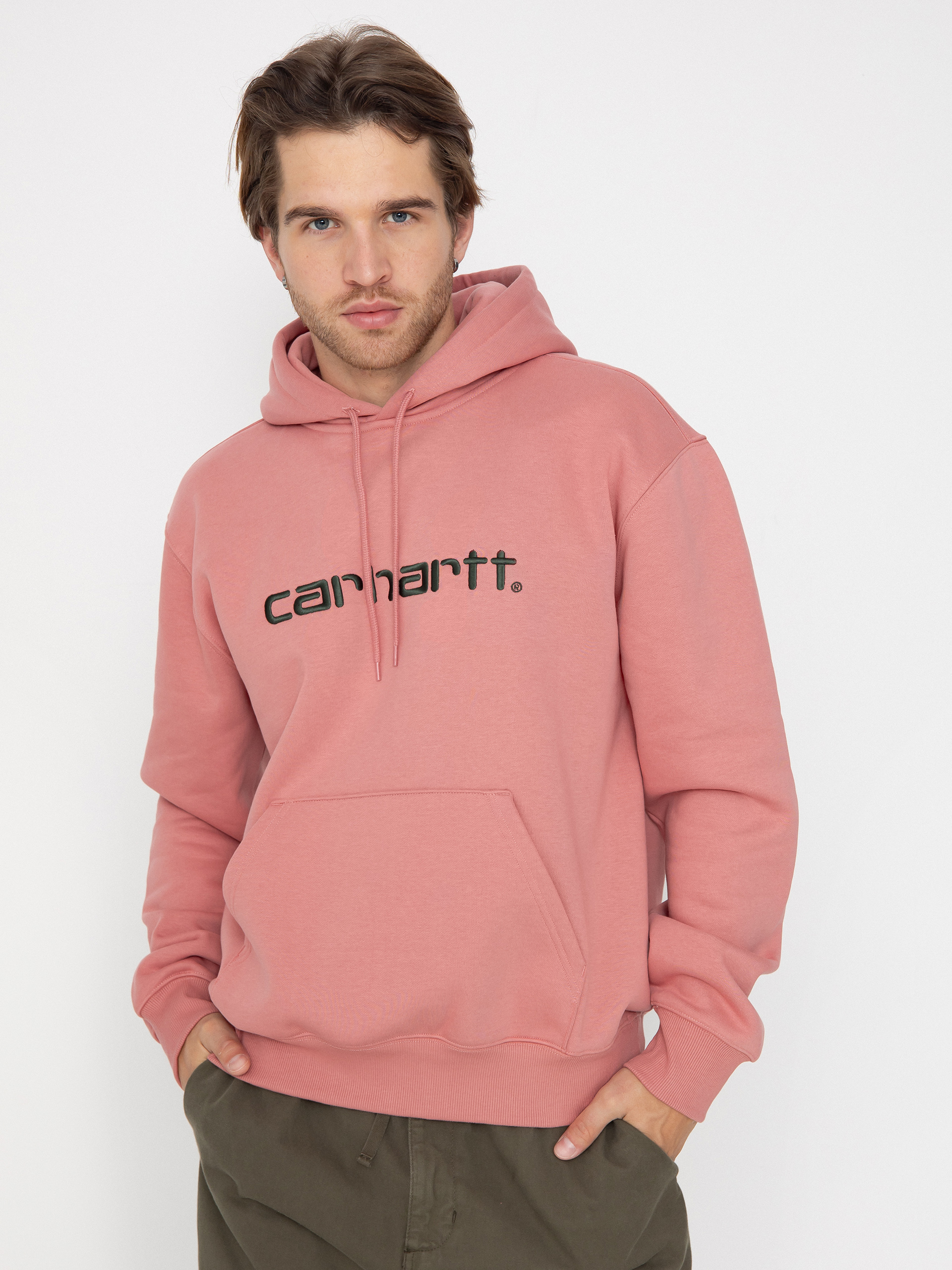 Суитшърт с качулка Carhartt WIP Carhartt HD (dusty rose/sycamore tree)