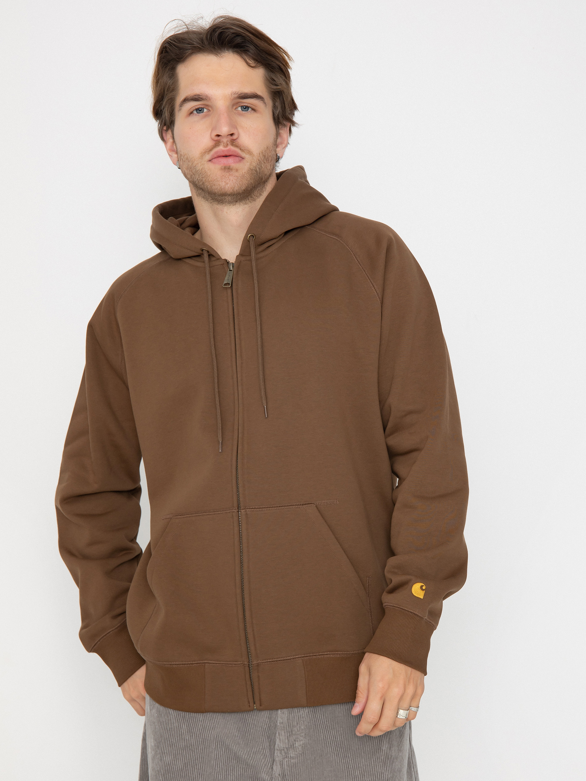 Суитшърт с качулка Carhartt WIP Chase ZHD (chocolate/gold)