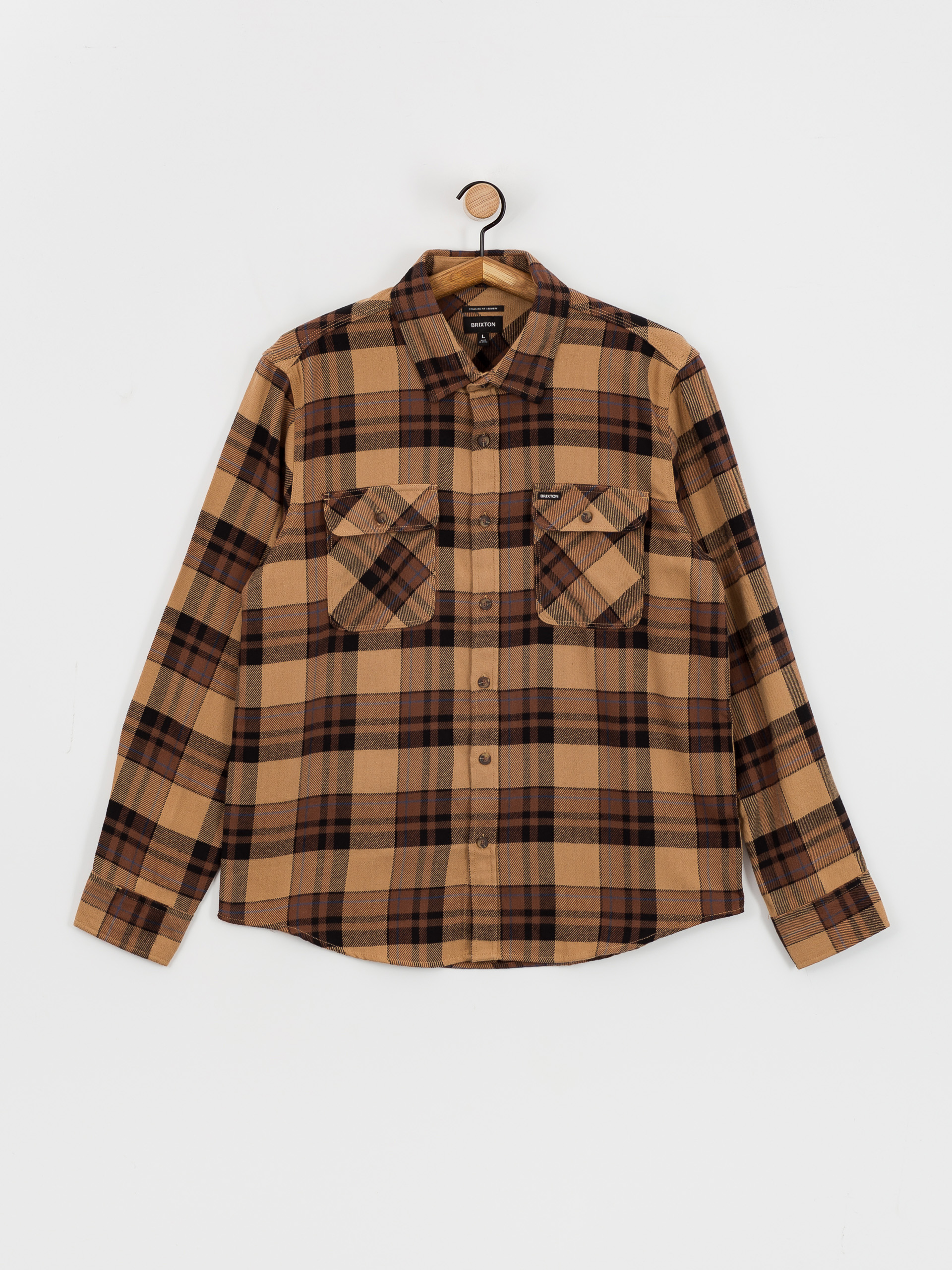 Риза Brixton Bowery Flannel Ls (tiger's eye/pinecone brown/was)