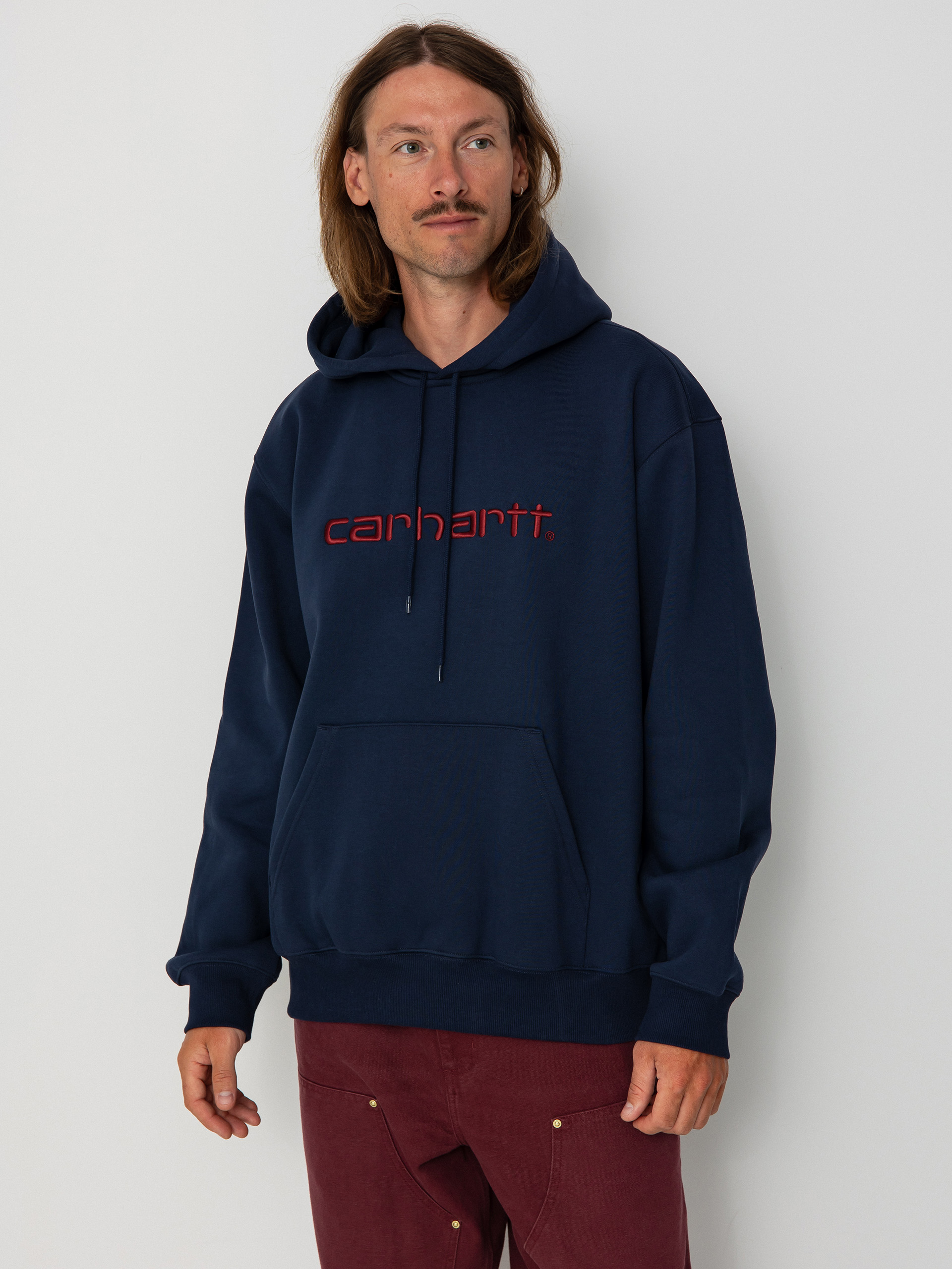 Суитшърт с качулка Carhartt WIP Carhartt HD (air force blue/malbec)