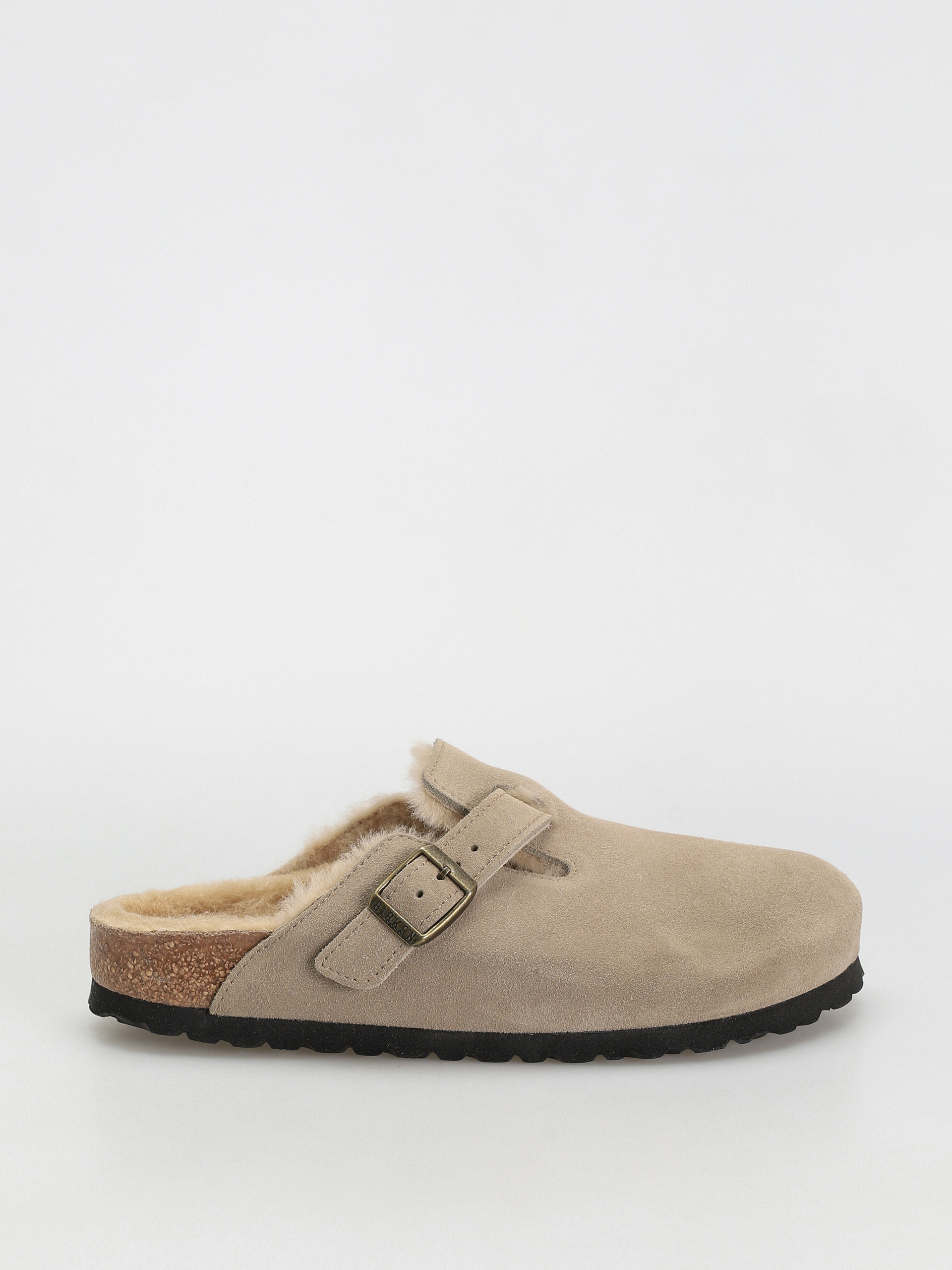 u0427u0435u0445u043bu0438 Birkenstock Boston Shearling Suede Leather Fur Narrow Wmn (taupe)