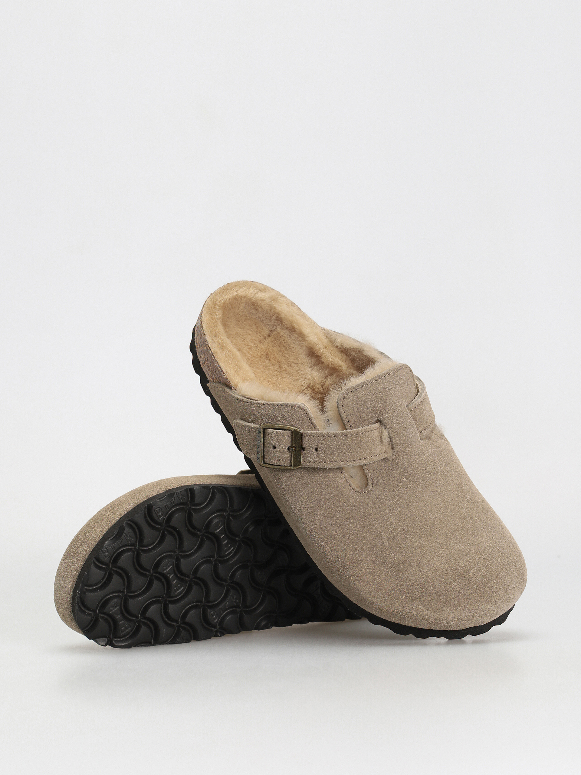 Чехли Birkenstock Boston Shearling Suede Leather Fur Narrow Wmn (taupe)