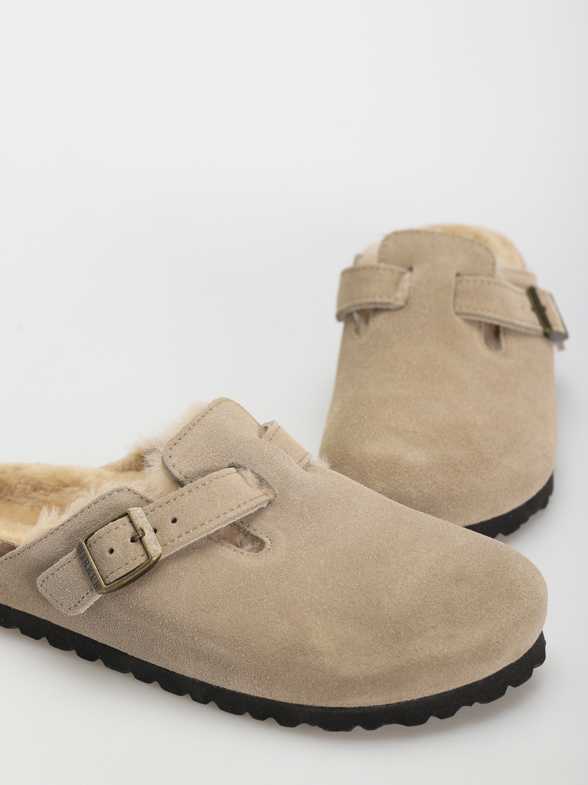 Чехли Birkenstock Boston Shearling Suede Leather Fur Narrow Wmn (taupe)
