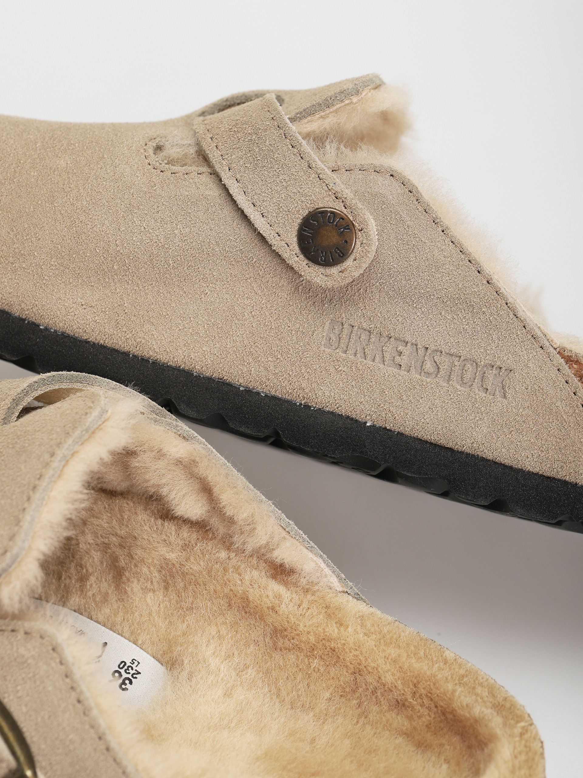 Чехли Birkenstock Boston Shearling Suede Leather Fur Narrow Wmn (taupe)