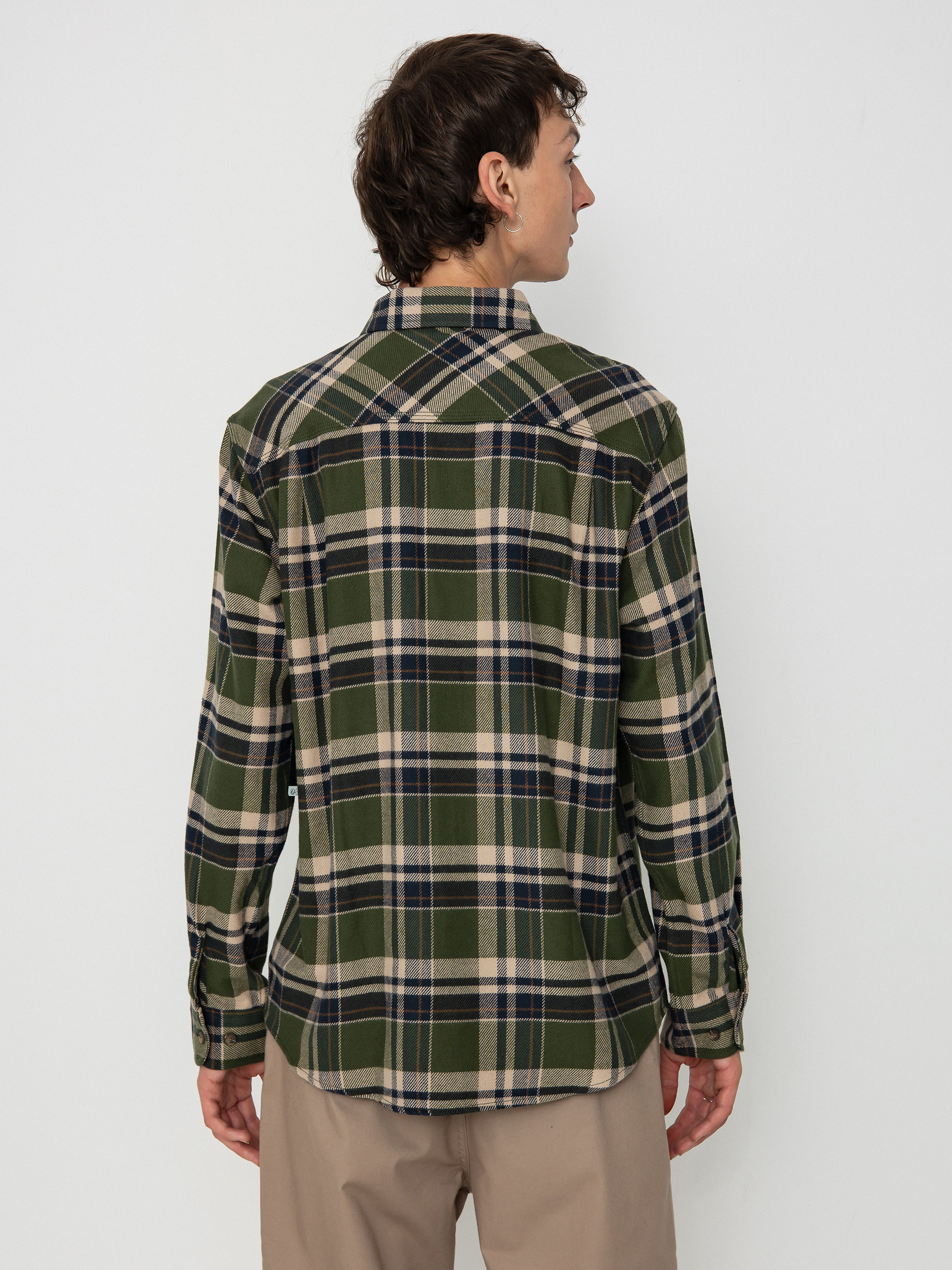 Риза Brixton Bowery Flannel Ls (cypress green/washed navy/whit)