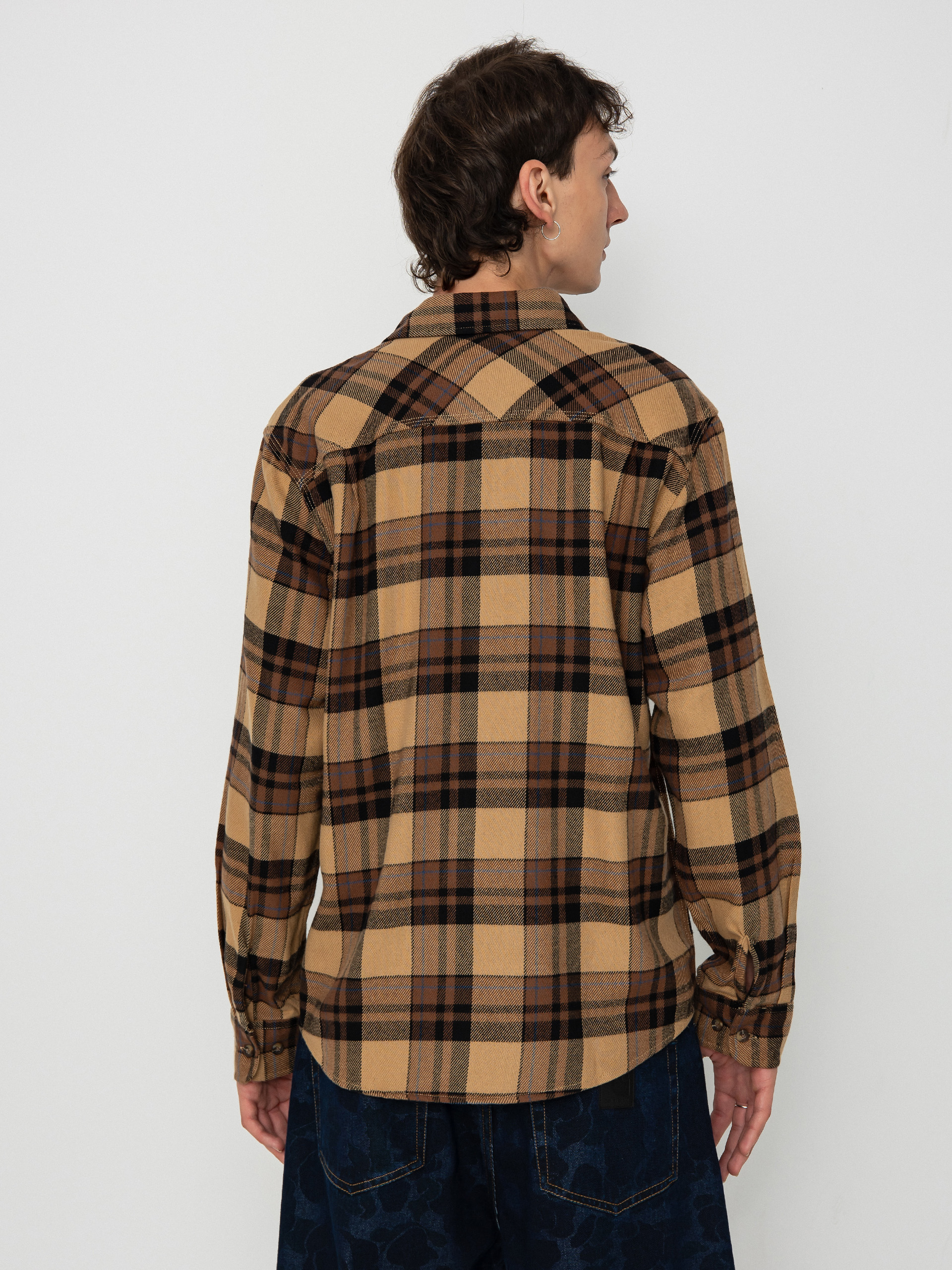 Риза Brixton Bowery Flannel Ls (tiger's eye/pinecone brown/was)