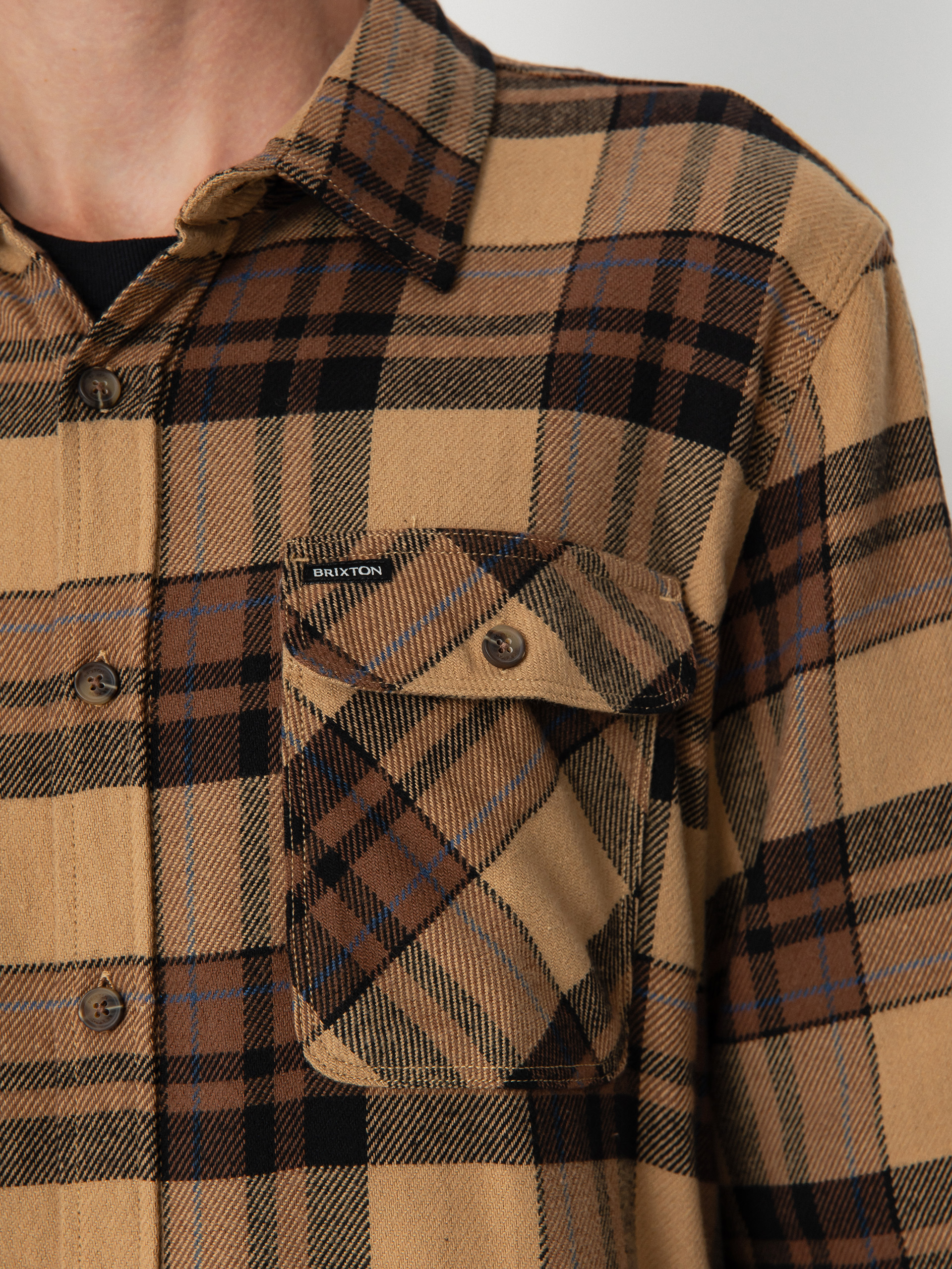 Риза Brixton Bowery Flannel Ls (tiger's eye/pinecone brown/was)