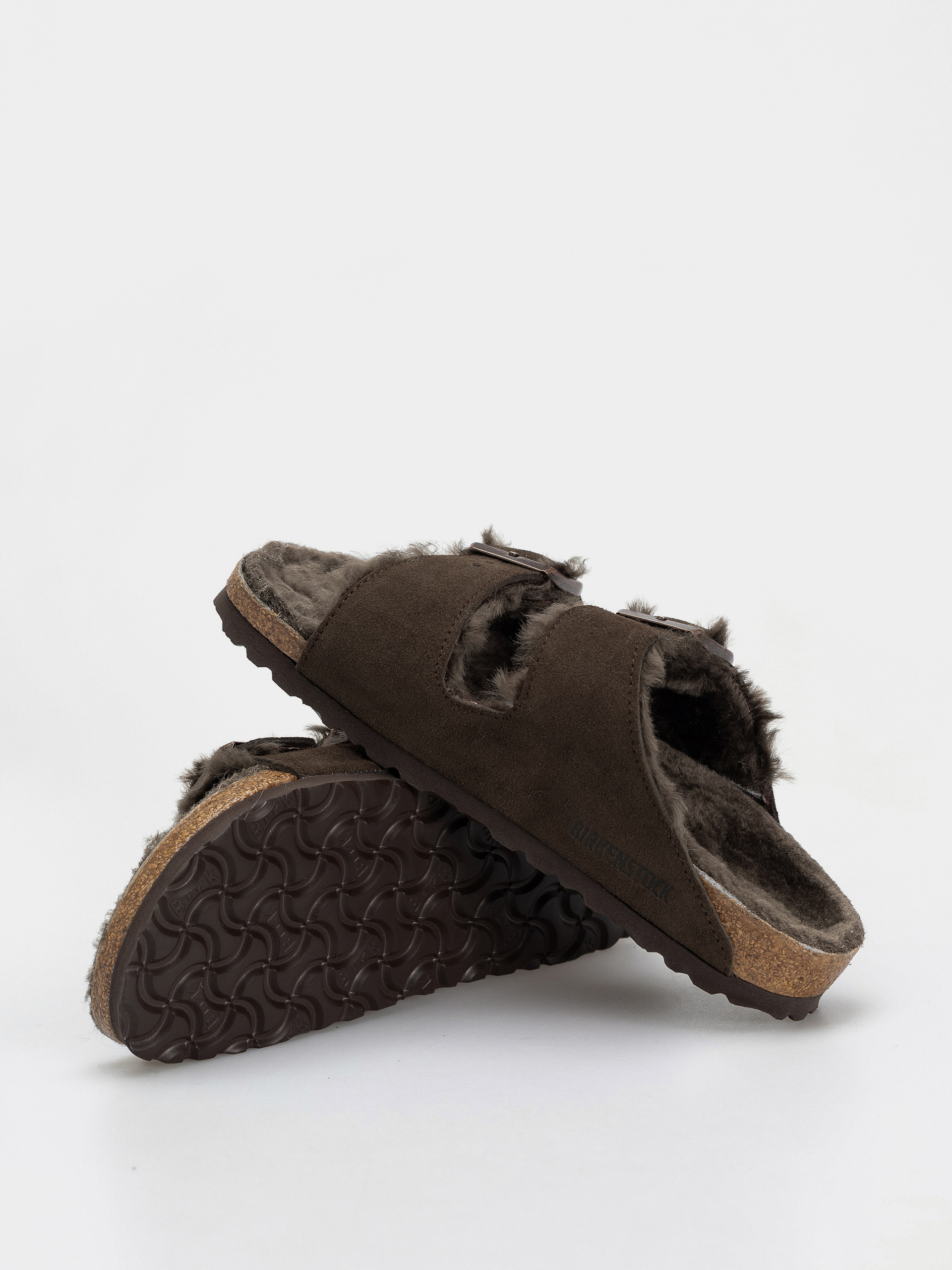 Чехли Birkenstock Arizona Shearling Suede Leather Fur Narrow Wmn (mocha)