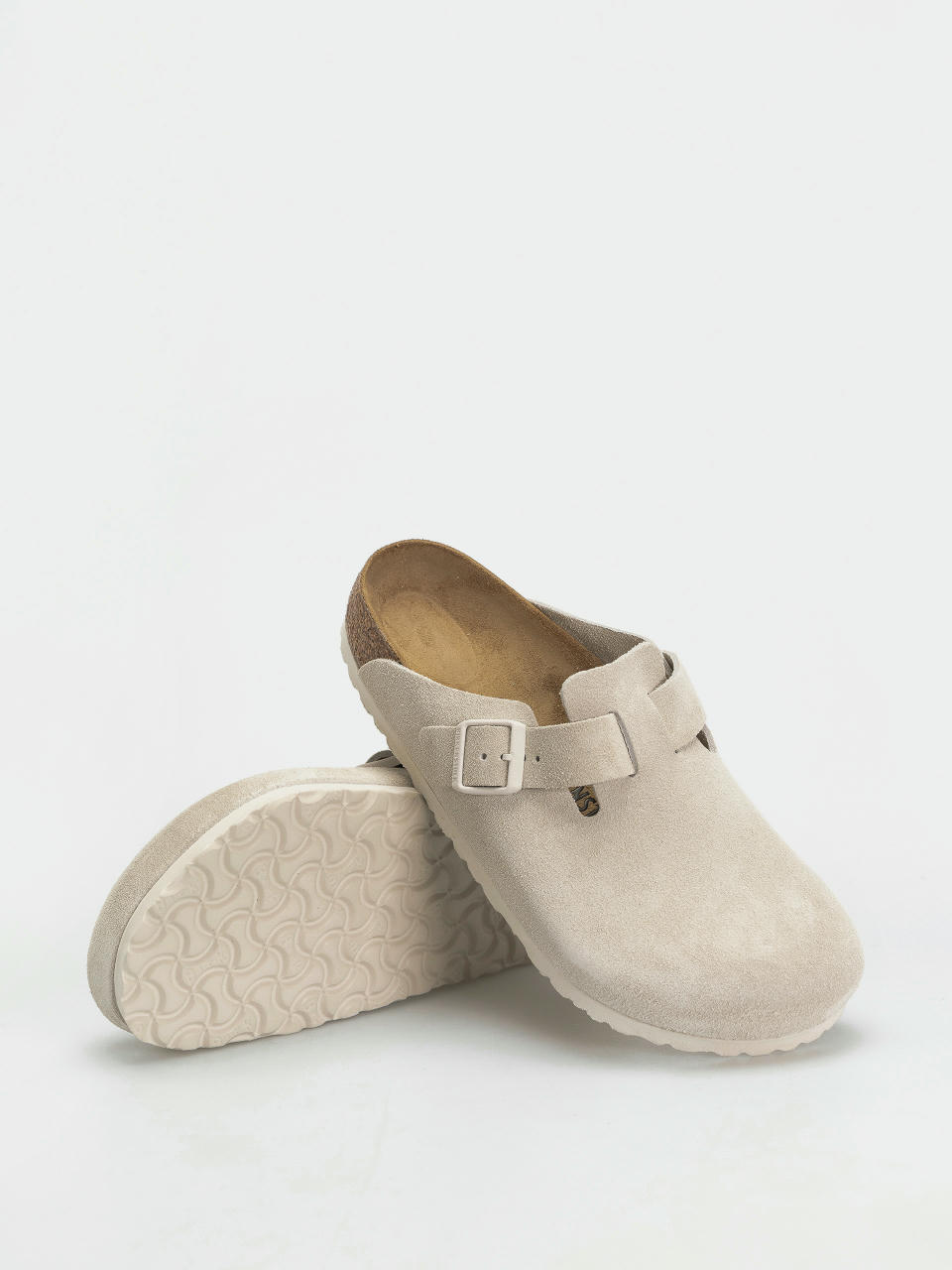 Чехли Birkenstock Boston Suede Leather Regular (antique white)