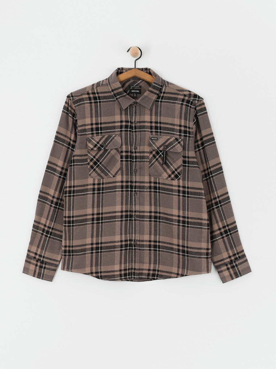 Риза Brixton Bowery Flannel Ls (charcoal/black/cinder grey)