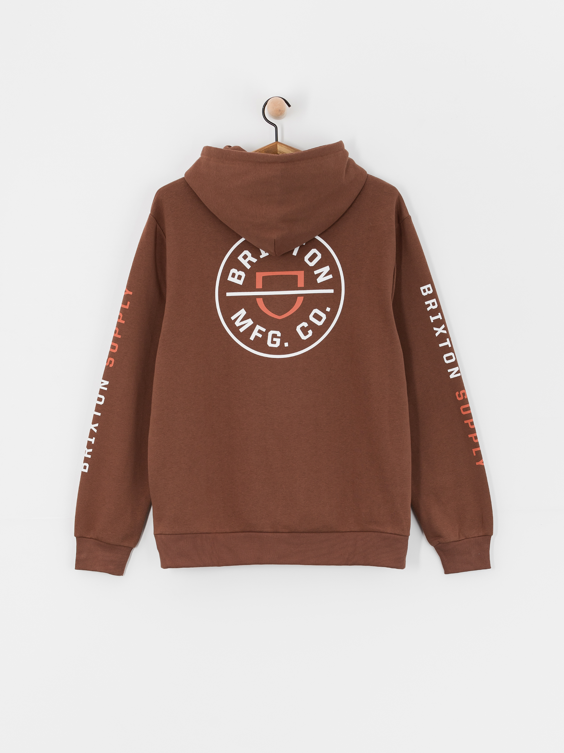 Суитшърт с качулка Brixton Crest HD (pinecone brown/rust orange/whi)