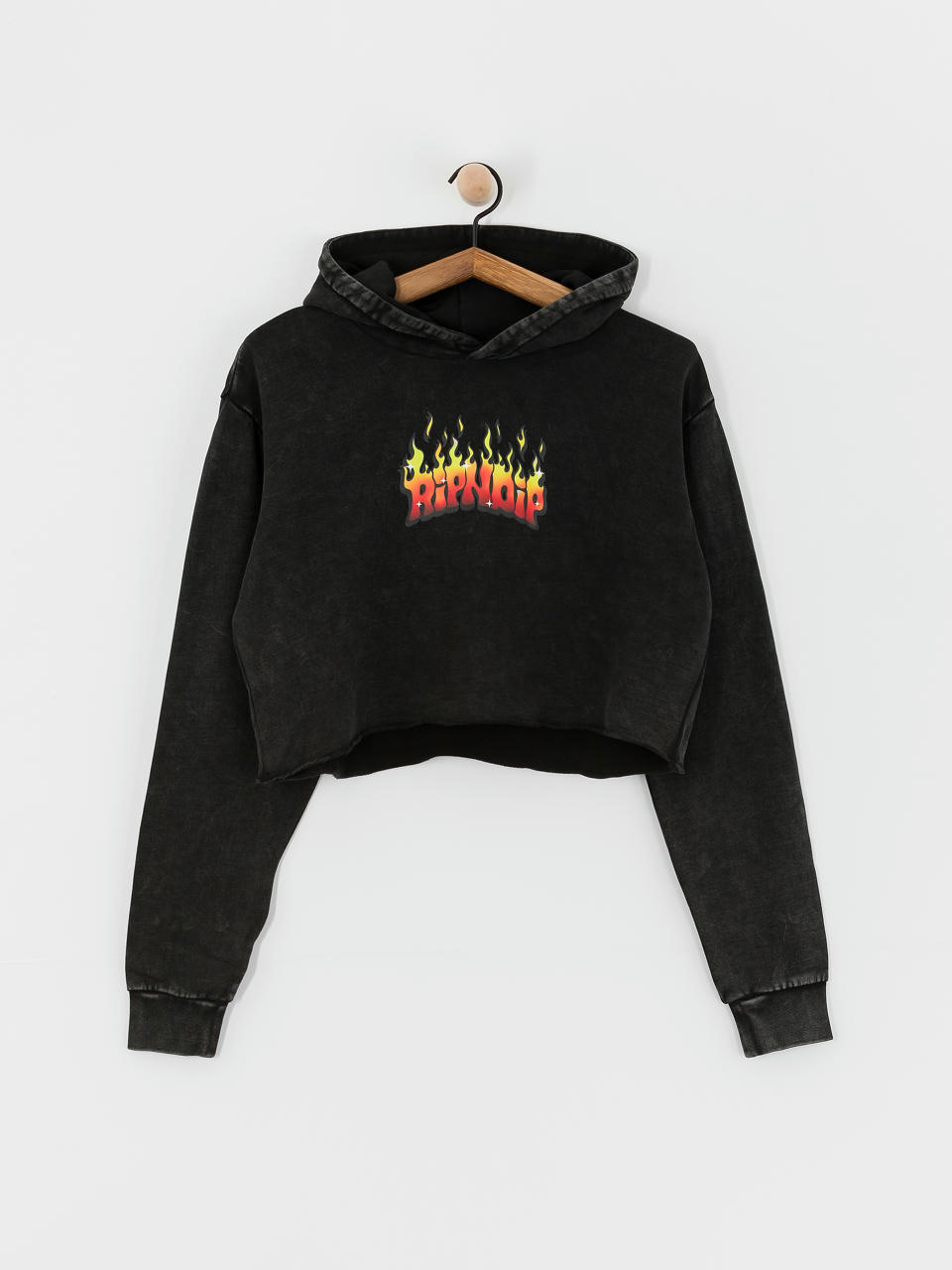 Суитшърт с качулка RipNDip Scary Cute Cropped HD (black wash)