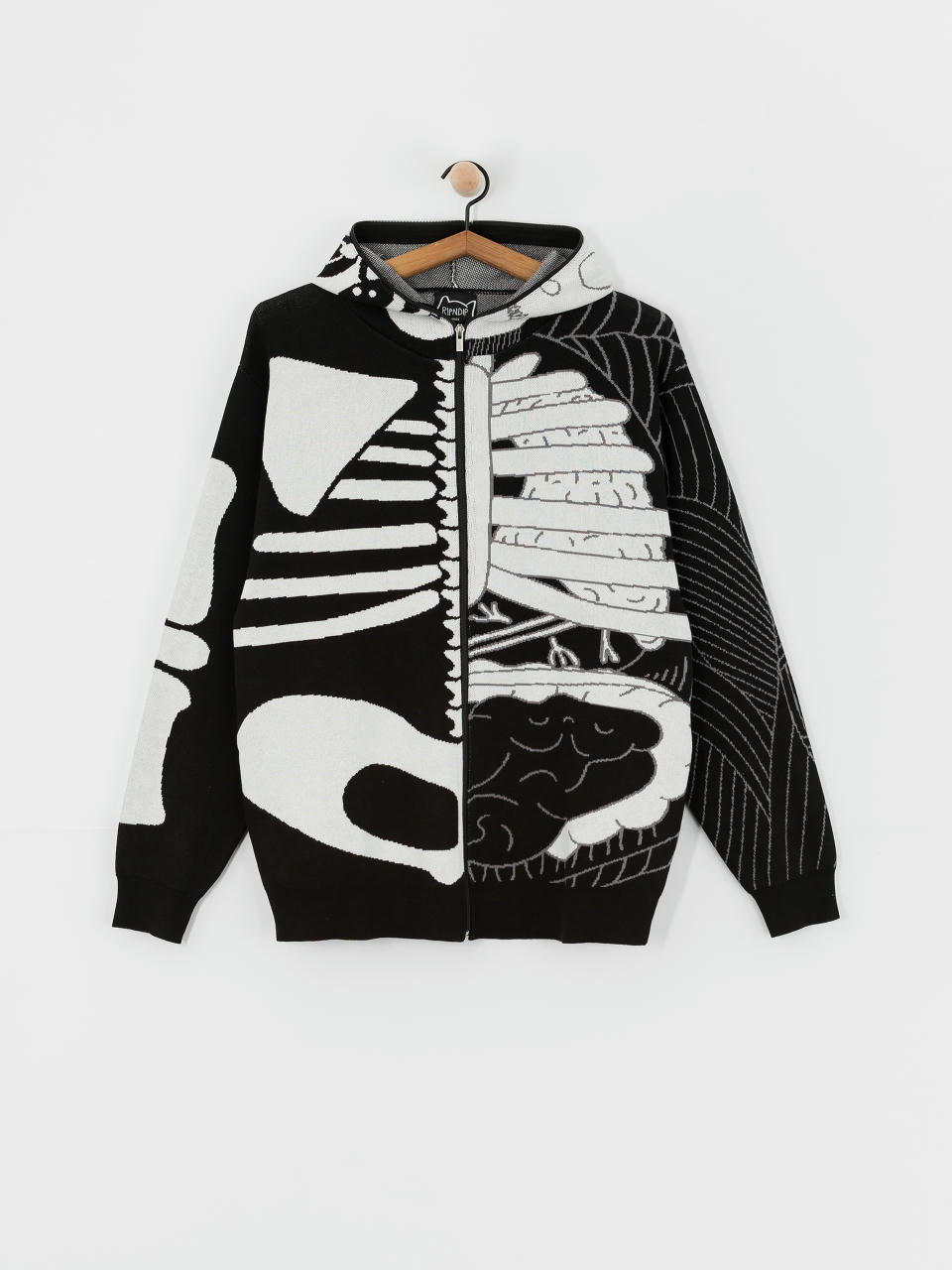 Суитшърт с качулка RipNDip Skelly Nerm Knit HD (black/white)