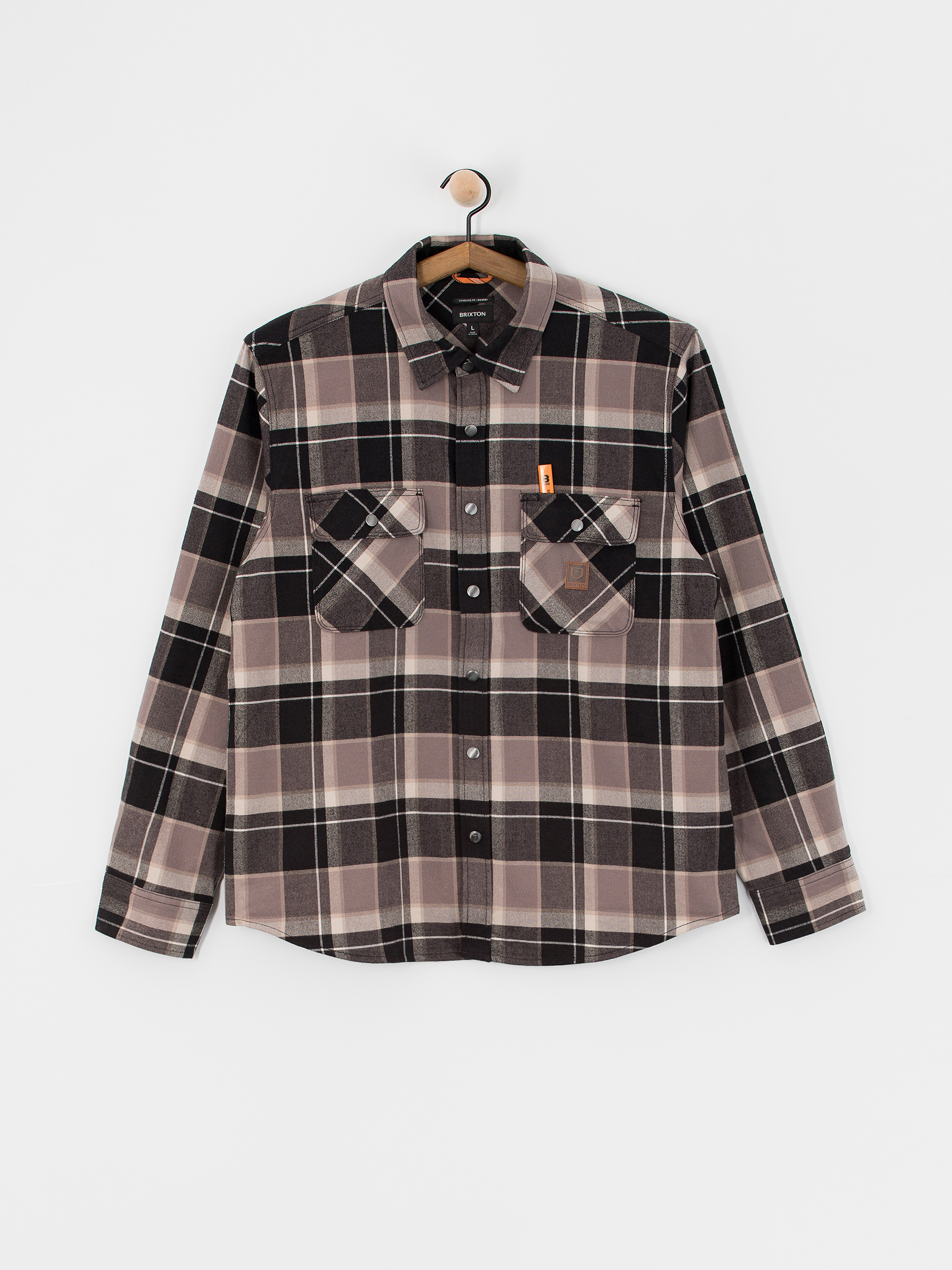 Риза Brixton Builders Bowery Str Wr Ls (black/charcoal/beige)