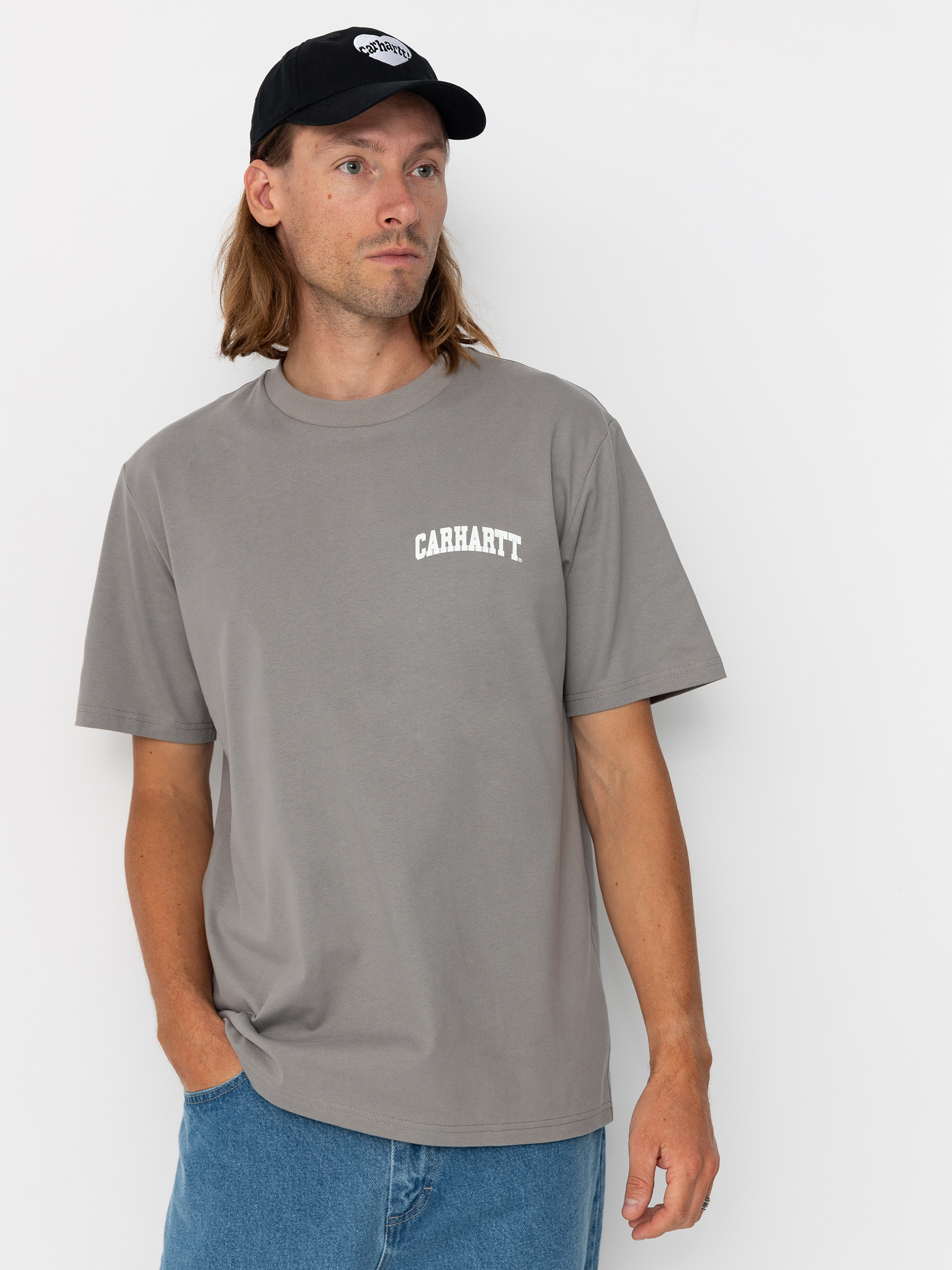 Тениска Carhartt WIP University Script (misty grey/white)