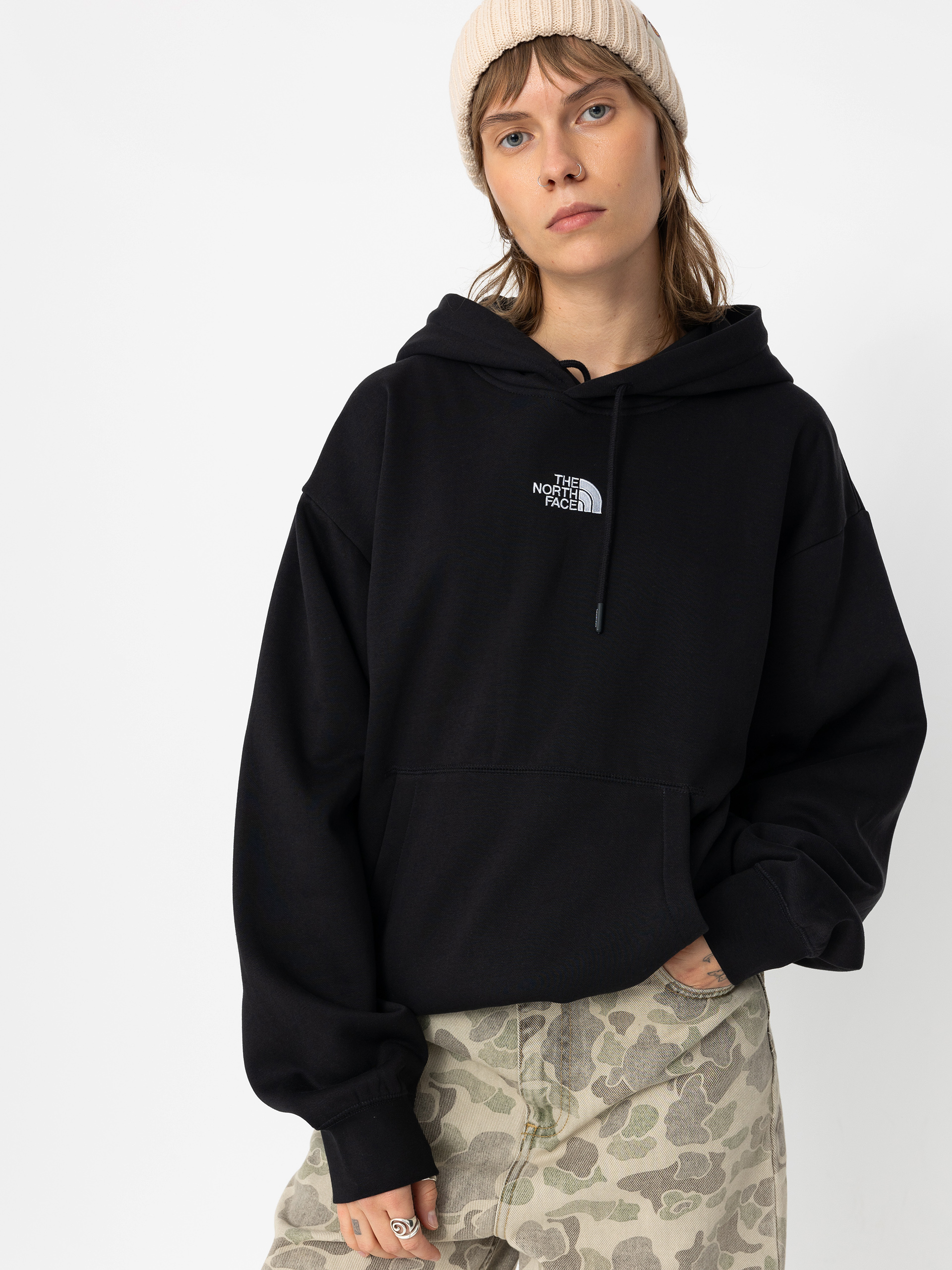 Суитшърт с качулка The North Face Essential Oversize HD Wmn (tnf black)