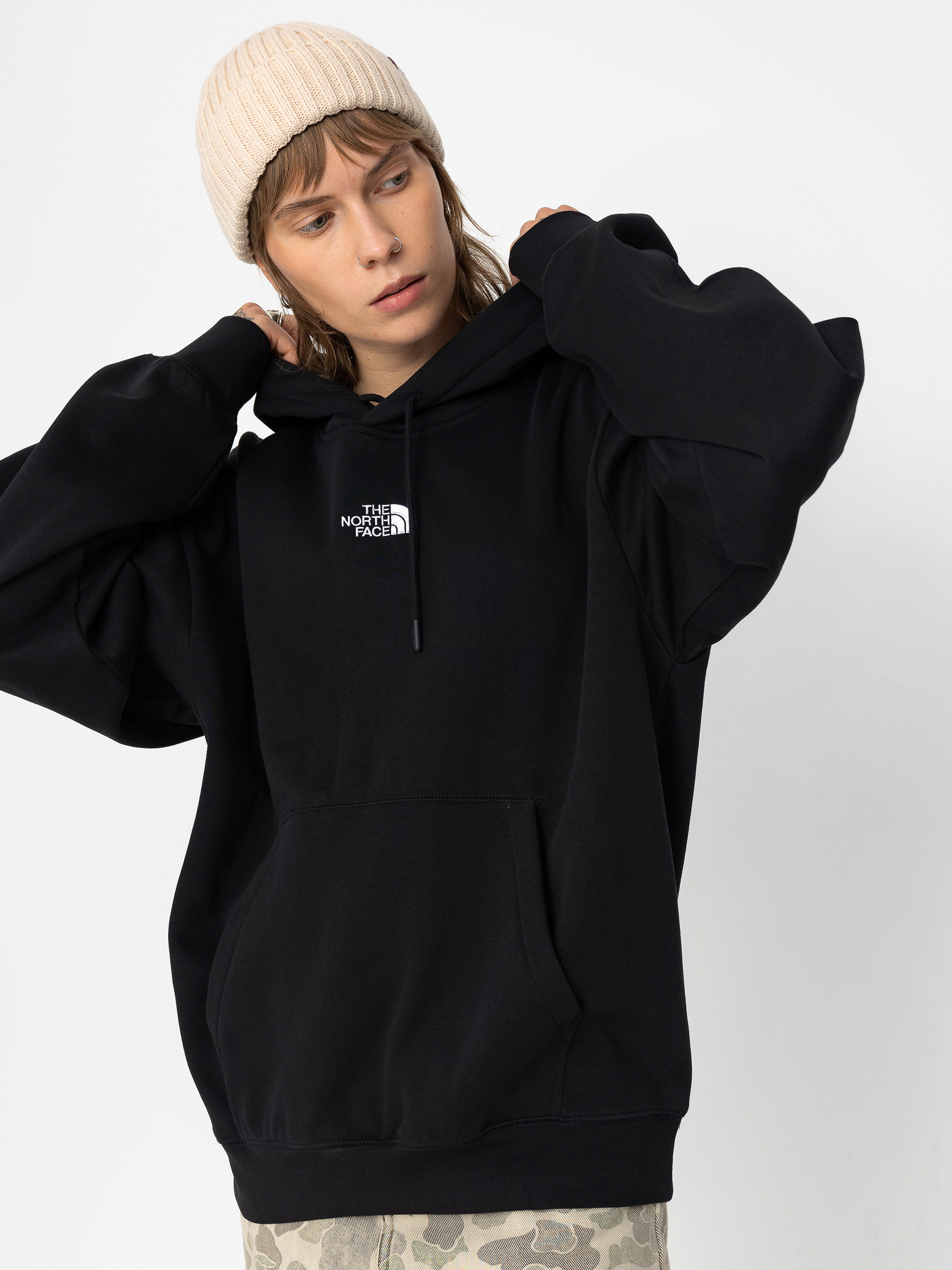 Суитшърт с качулка The North Face Essential Oversize HD Wmn (tnf black)
