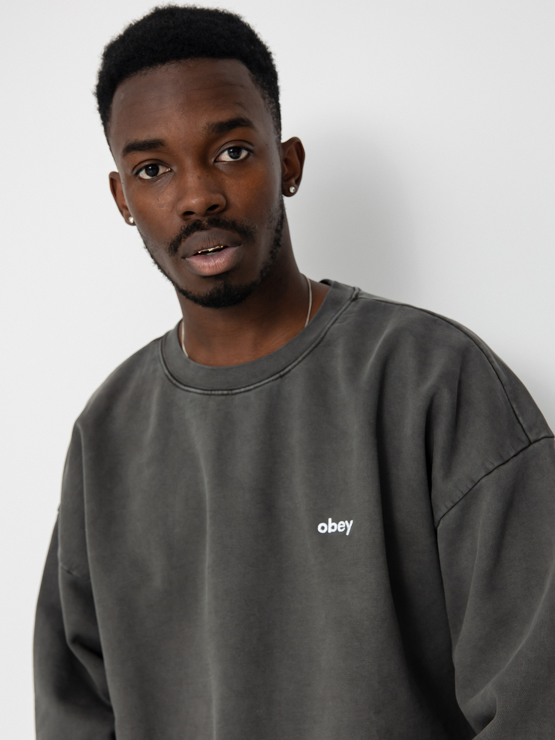 Суитшърт OBEY Lowercase Pigment (digital black)