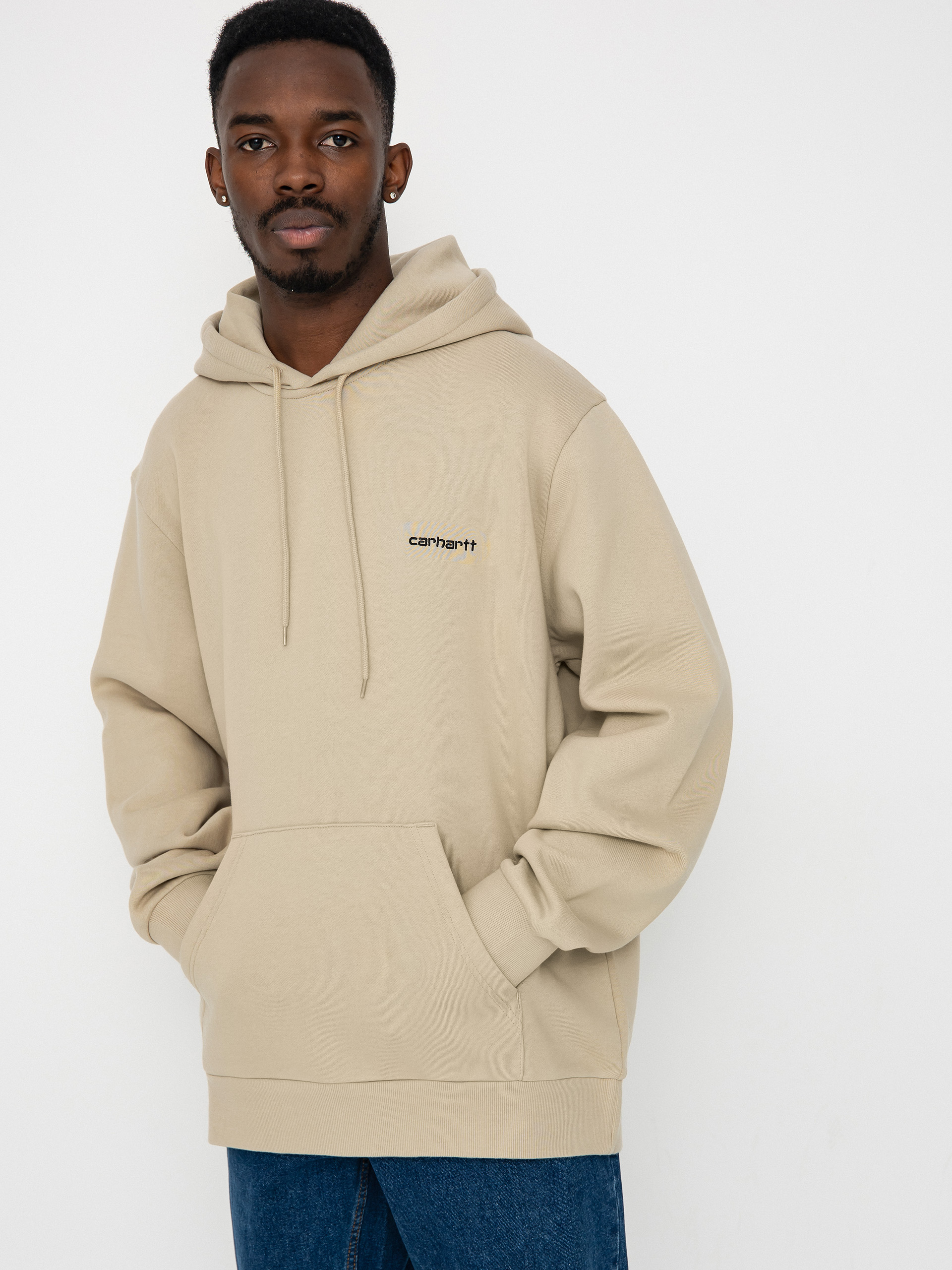 Суитшърт с качулка Carhartt WIP Script Embroidery HD (wall/black)