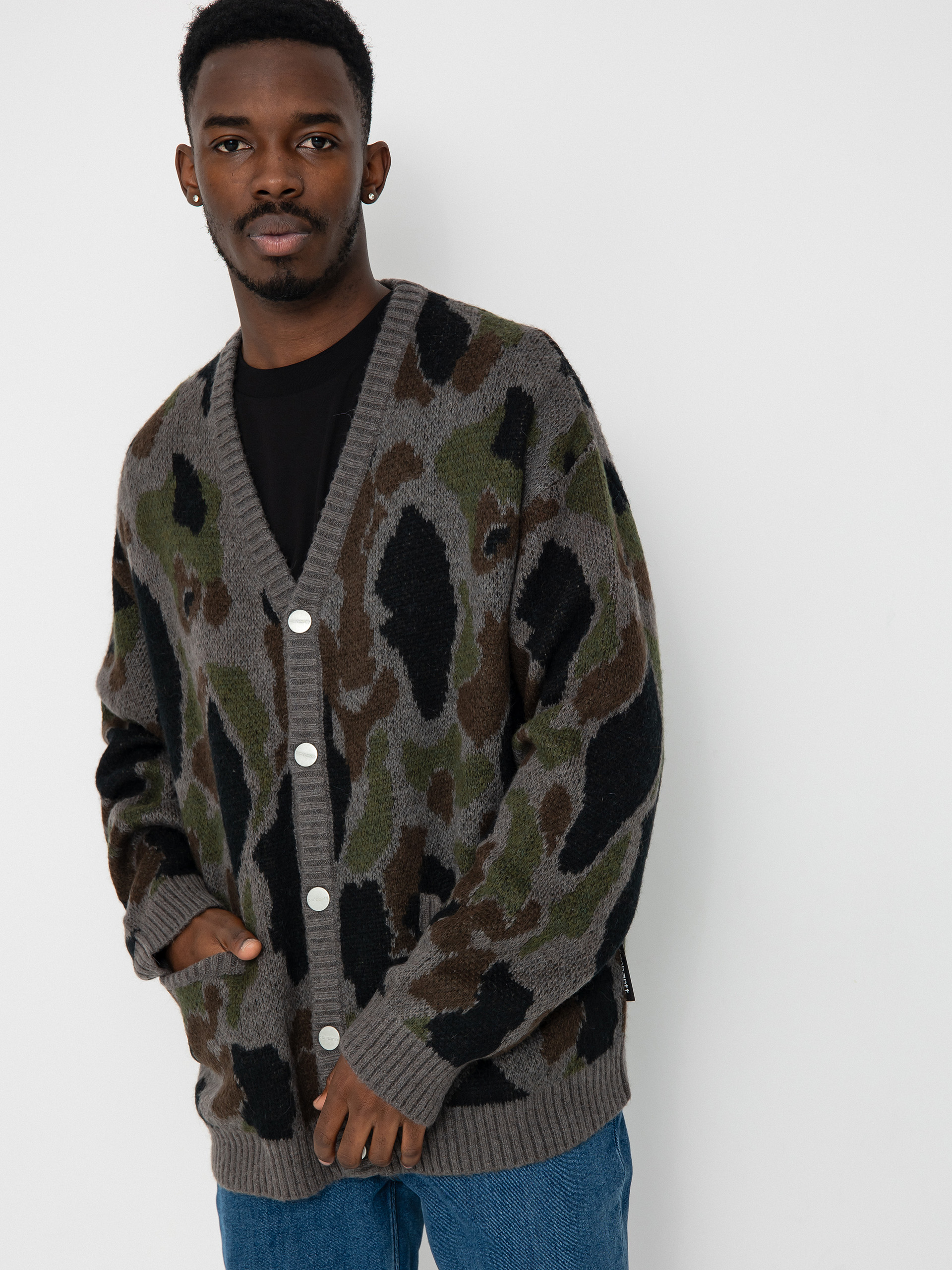 Пуловер Carhartt WIP Merton Cardigan (camo duck jacquard/grey)
