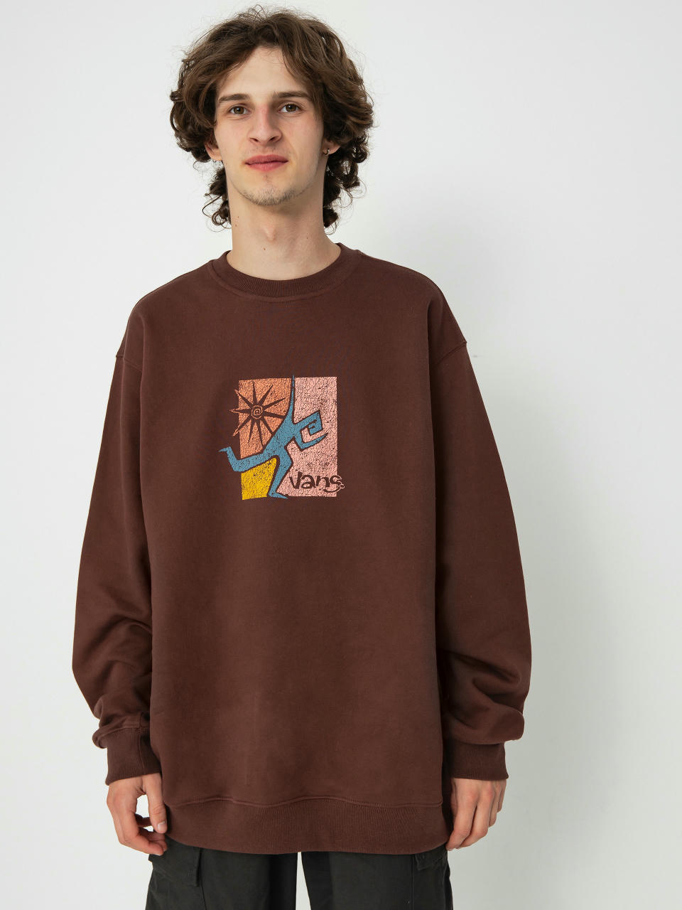 Суитшърт Vans Style Guy Loose Crew (bitter chocolate)