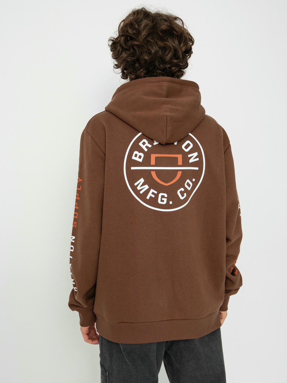 Суитшърт с качулка Brixton Crest HD (pinecone brown/rust orange/whi)