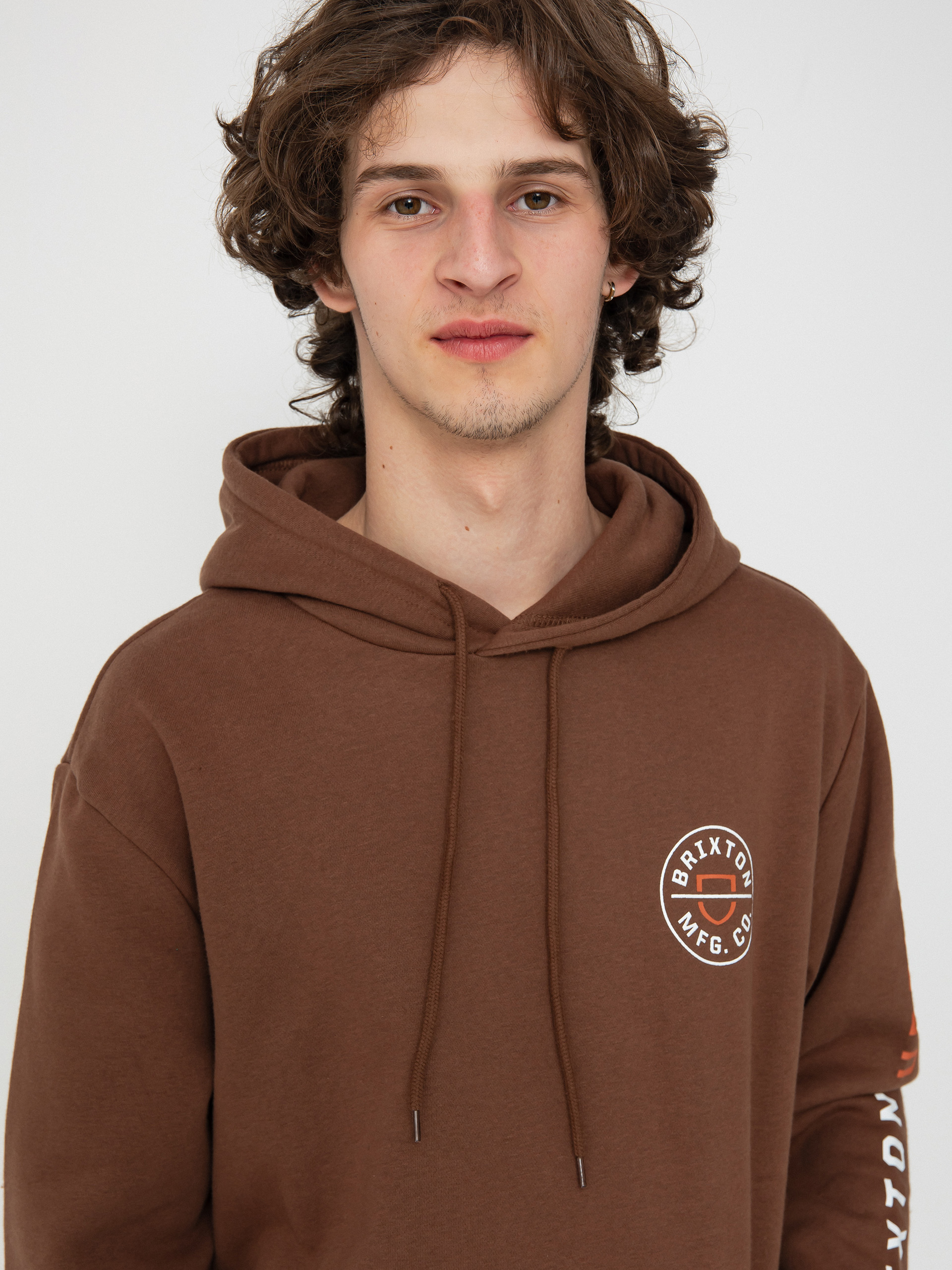 Суитшърт с качулка Brixton Crest HD (pinecone brown/rust orange/whi)