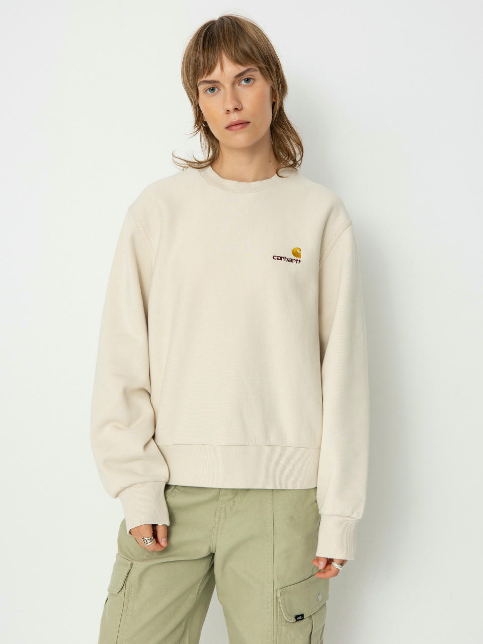 Суитшърт Carhartt WIP American Script Wmn (moonbeam)