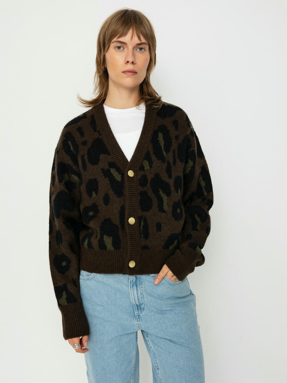 Пуловер Carhartt WIP Merton Cardigan Wmn (camo leo jacquard/tamarind)