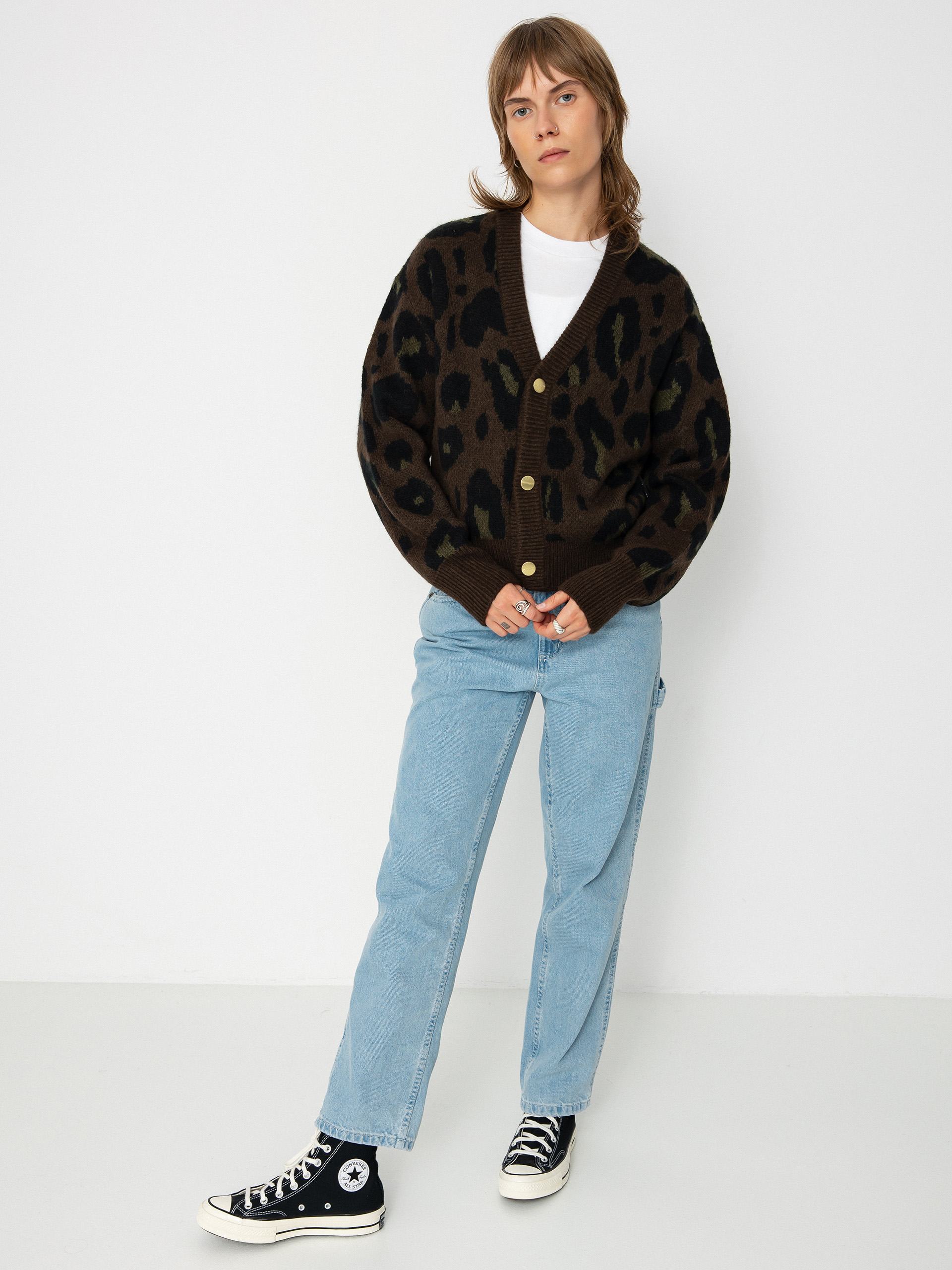 Пуловер Carhartt WIP Merton Cardigan Wmn (camo leo jacquard/tamarind)