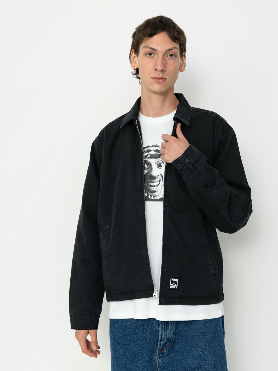 Яке OBEY Head Jazz Zip Up (digital black faded wash)