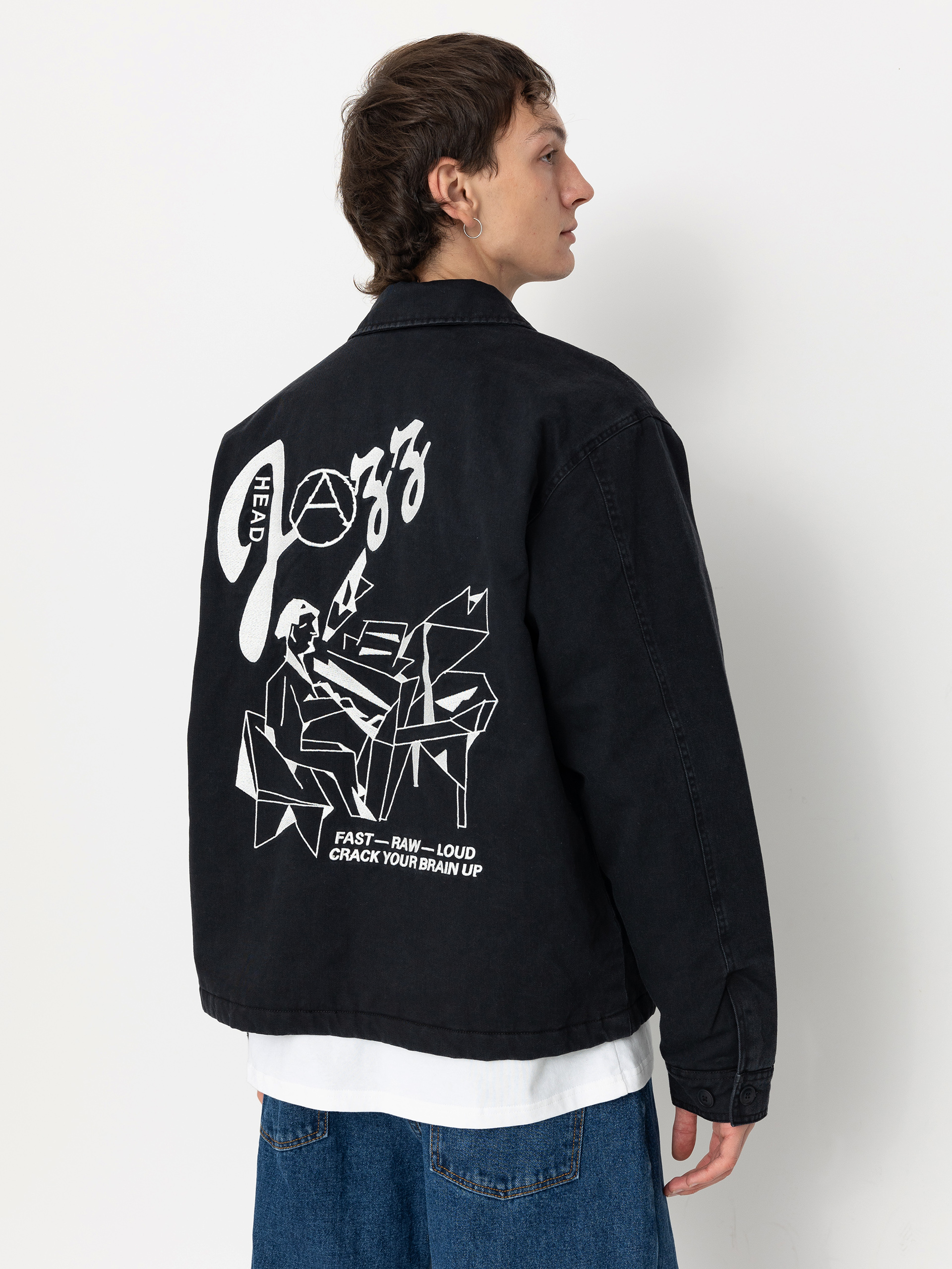 Яке OBEY Head Jazz Zip Up (digital black faded wash)