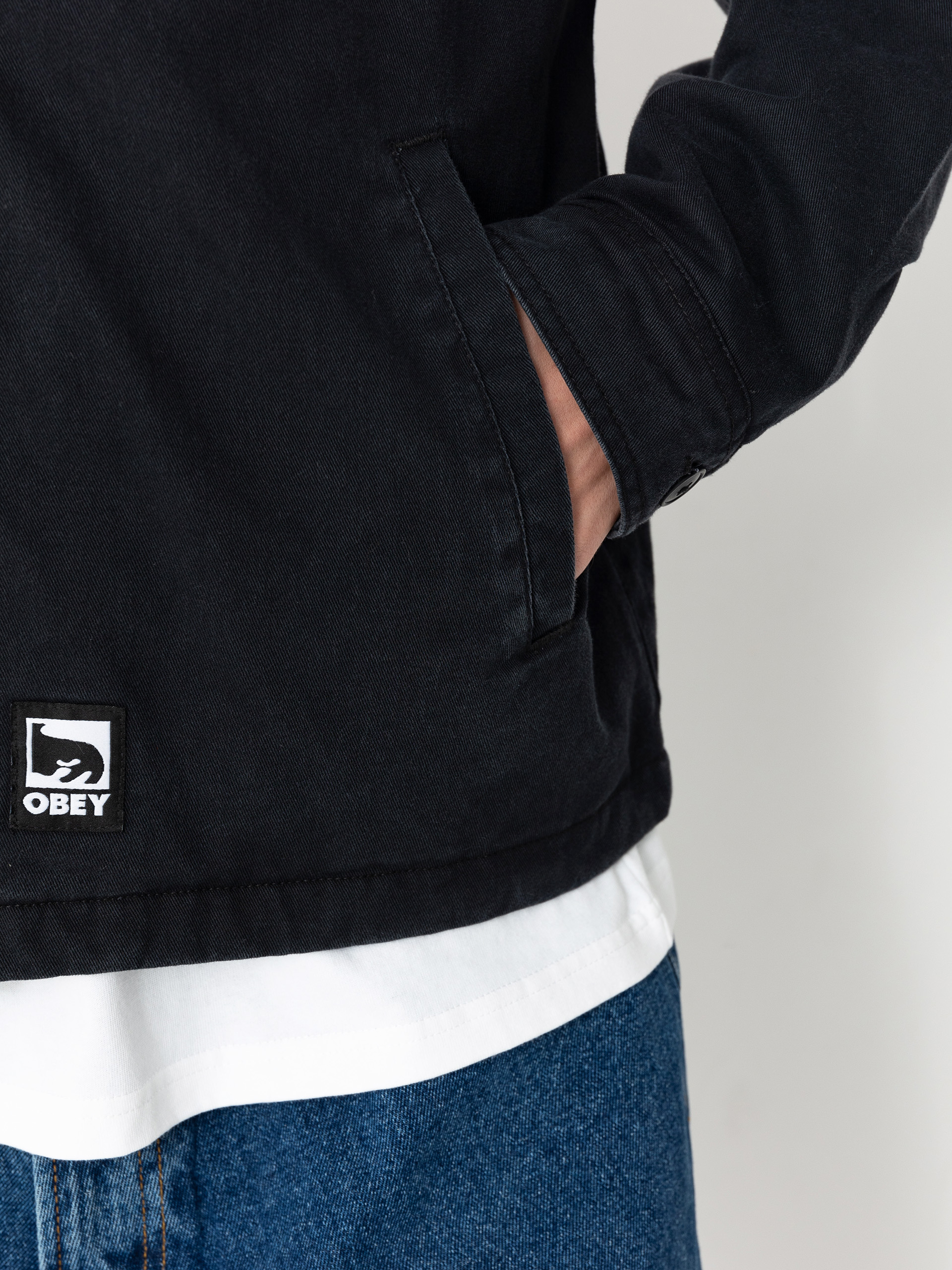 Яке OBEY Head Jazz Zip Up (digital black faded wash)