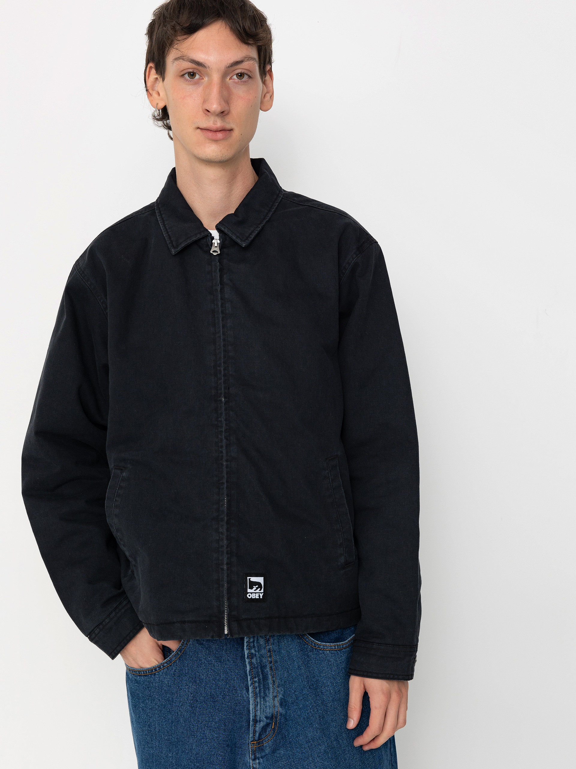 Яке OBEY Head Jazz Zip Up (digital black faded wash)