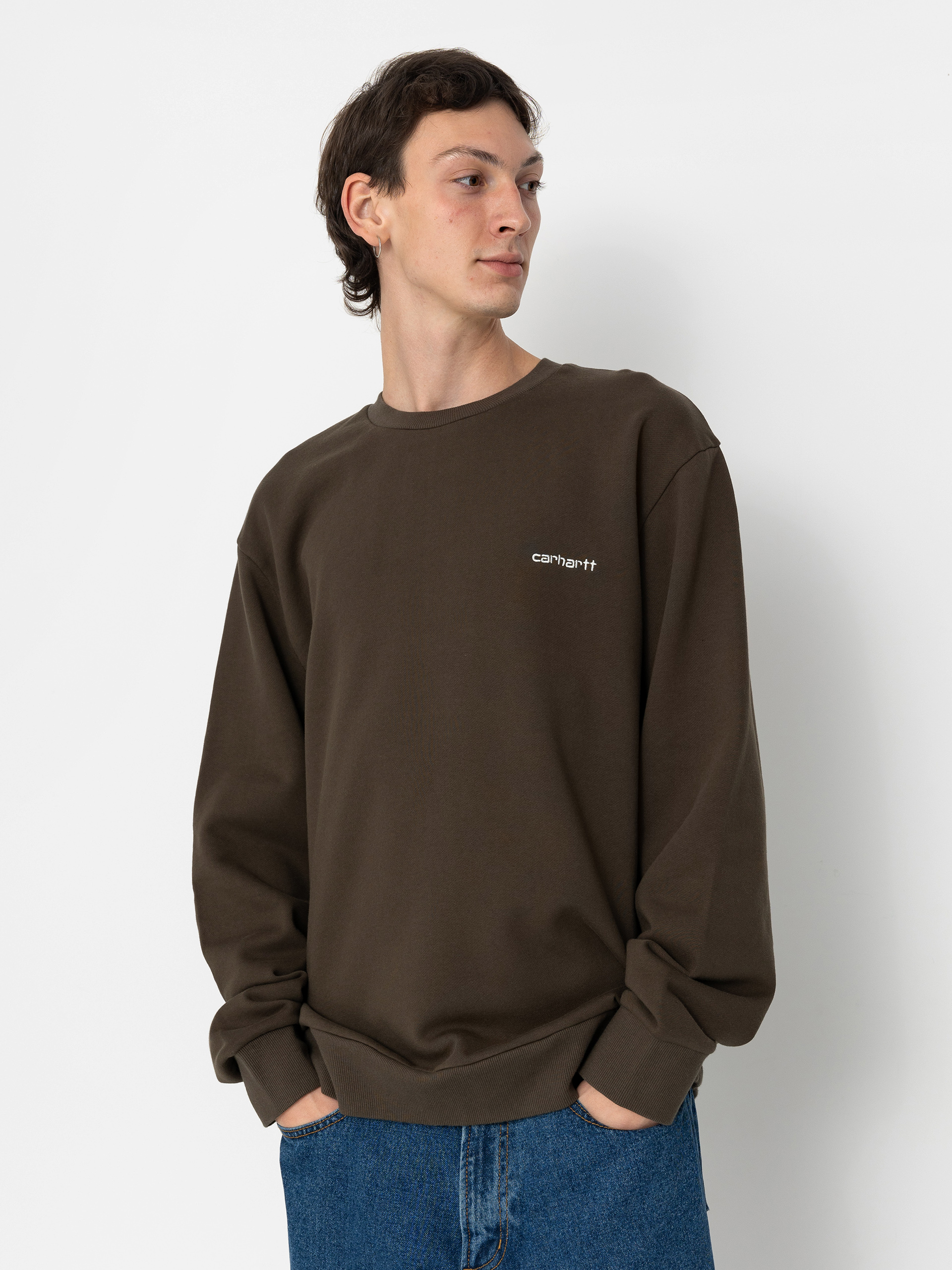 Суитшърт Carhartt WIP Script Embroidery (cypress/white)